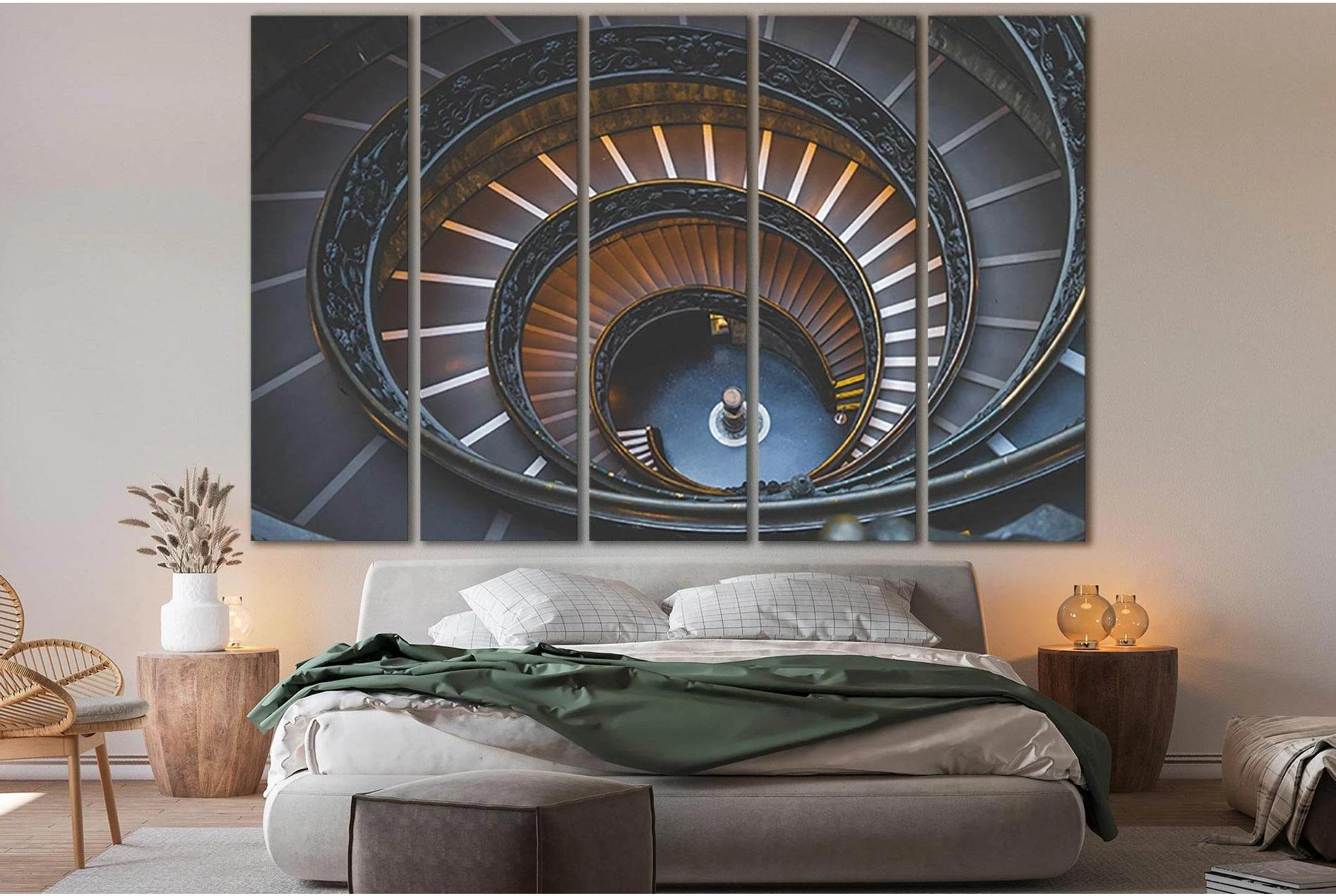Empty Spiral Staircase №SL1374 Ready to Hang Canvas Print - Zellart Canvas Prints 0new, ALL_Products, Architecture
