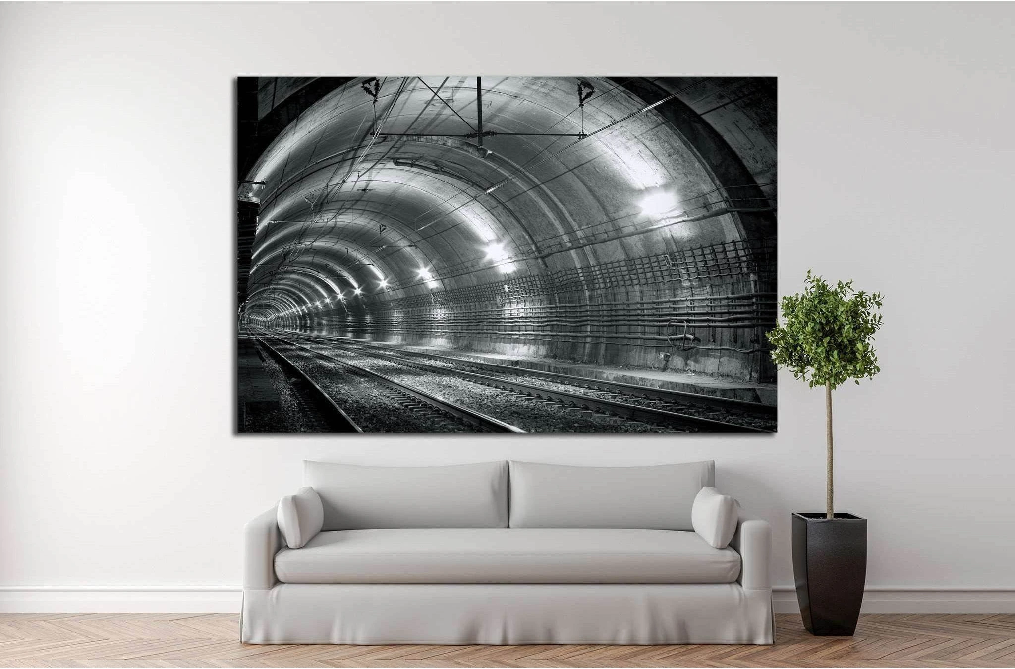 Empty subway tunnel №1310 Ready to Hang Canvas Print - Zellart Canvas Prints ALL_Products, s-1310
