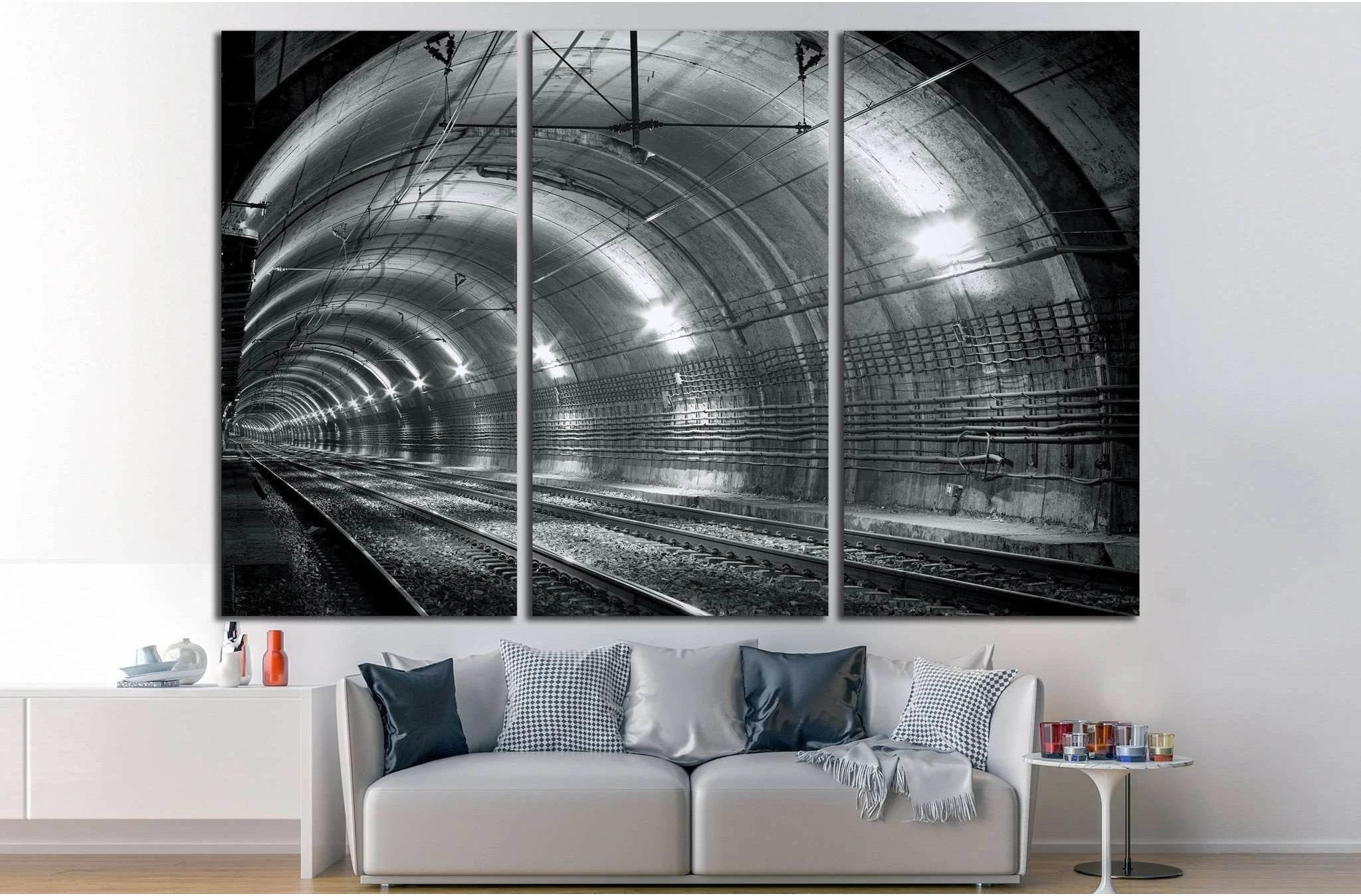 Empty subway tunnel №1310 Ready to Hang Canvas Print - Zellart Canvas Prints ALL_Products, s-1310