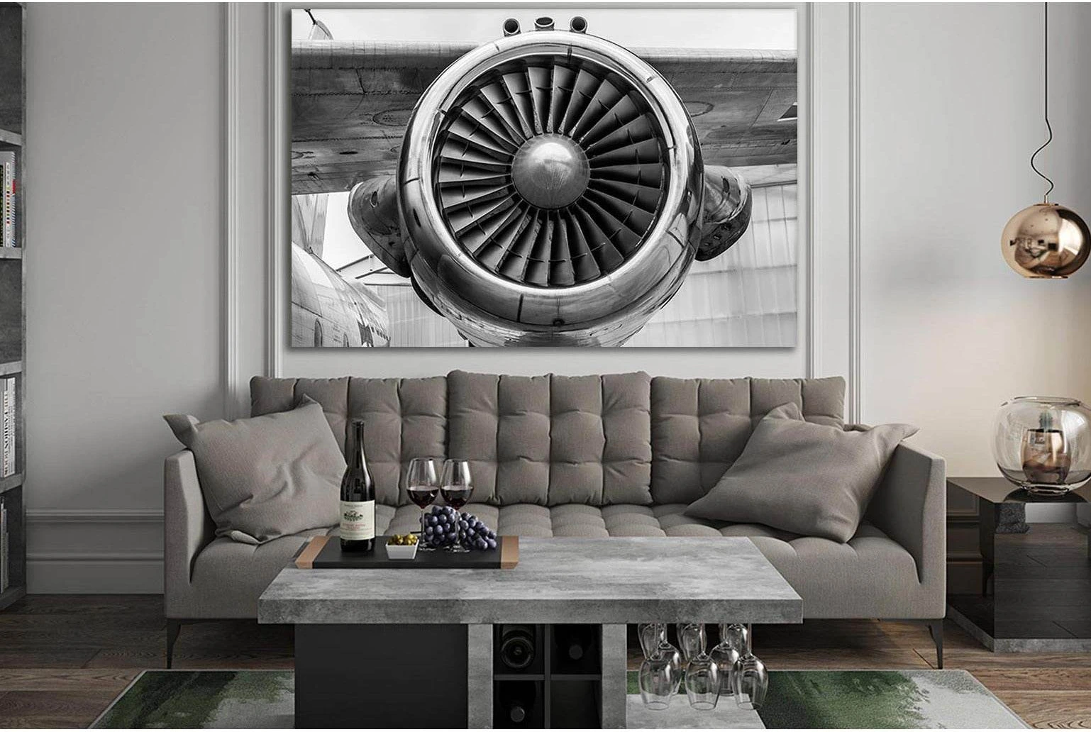 Engine Of Passenger Airplane №SL746 Ready to Hang Canvas Print - Zellart Canvas Prints 0new, ALL_Products, Engine, Engines Wall Art