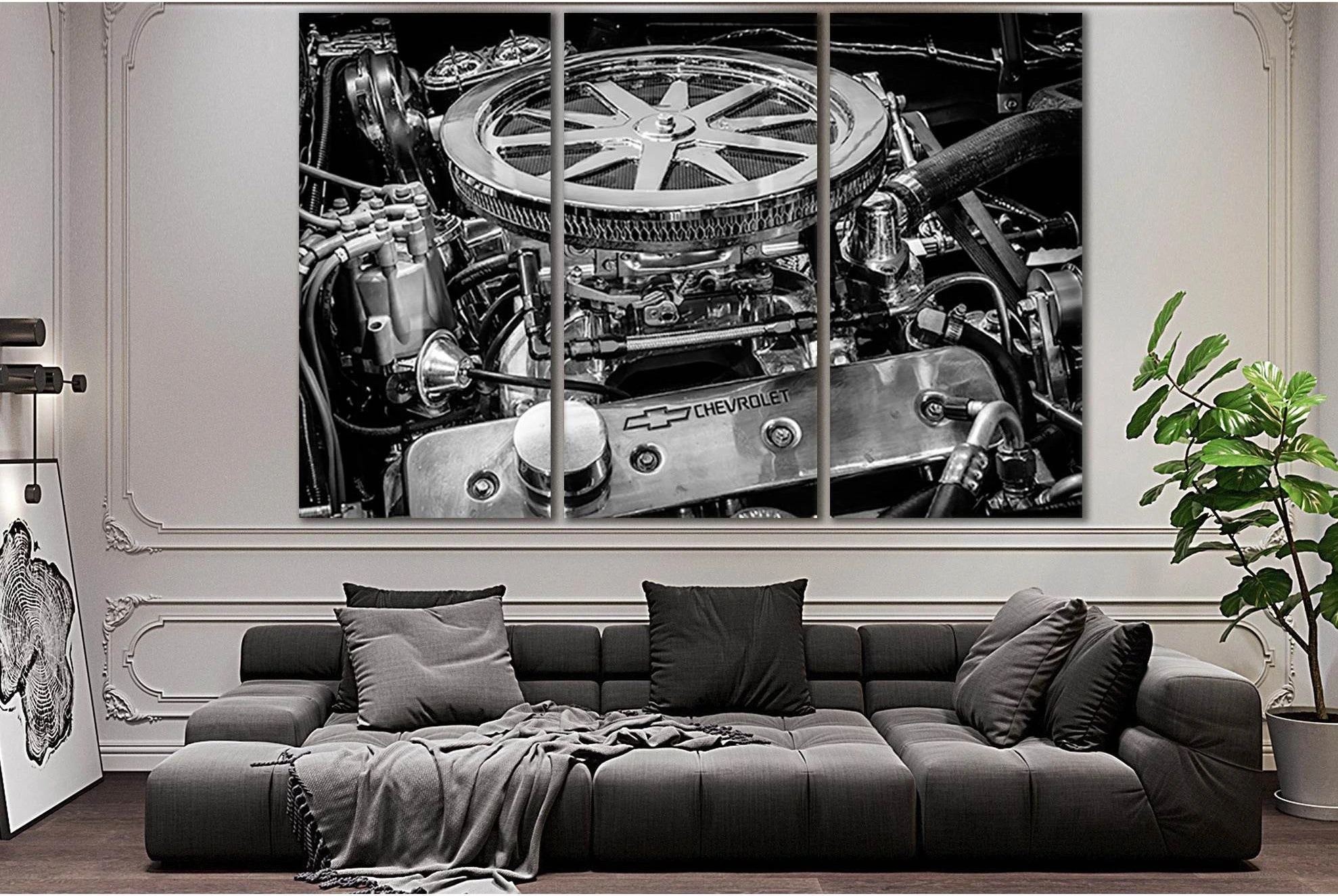 Engine Of Sports Car Chevrolet №SL762 Ready to Hang Canvas Print - Zellart Canvas Prints 0new, ALL_Products, Engine, Engines Wall Art