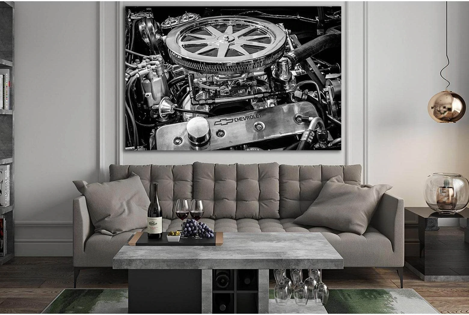 Engine Of Sports Car Chevrolet №SL762 Ready to Hang Canvas Print - Zellart Canvas Prints 0new, ALL_Products, Engine, Engines Wall Art