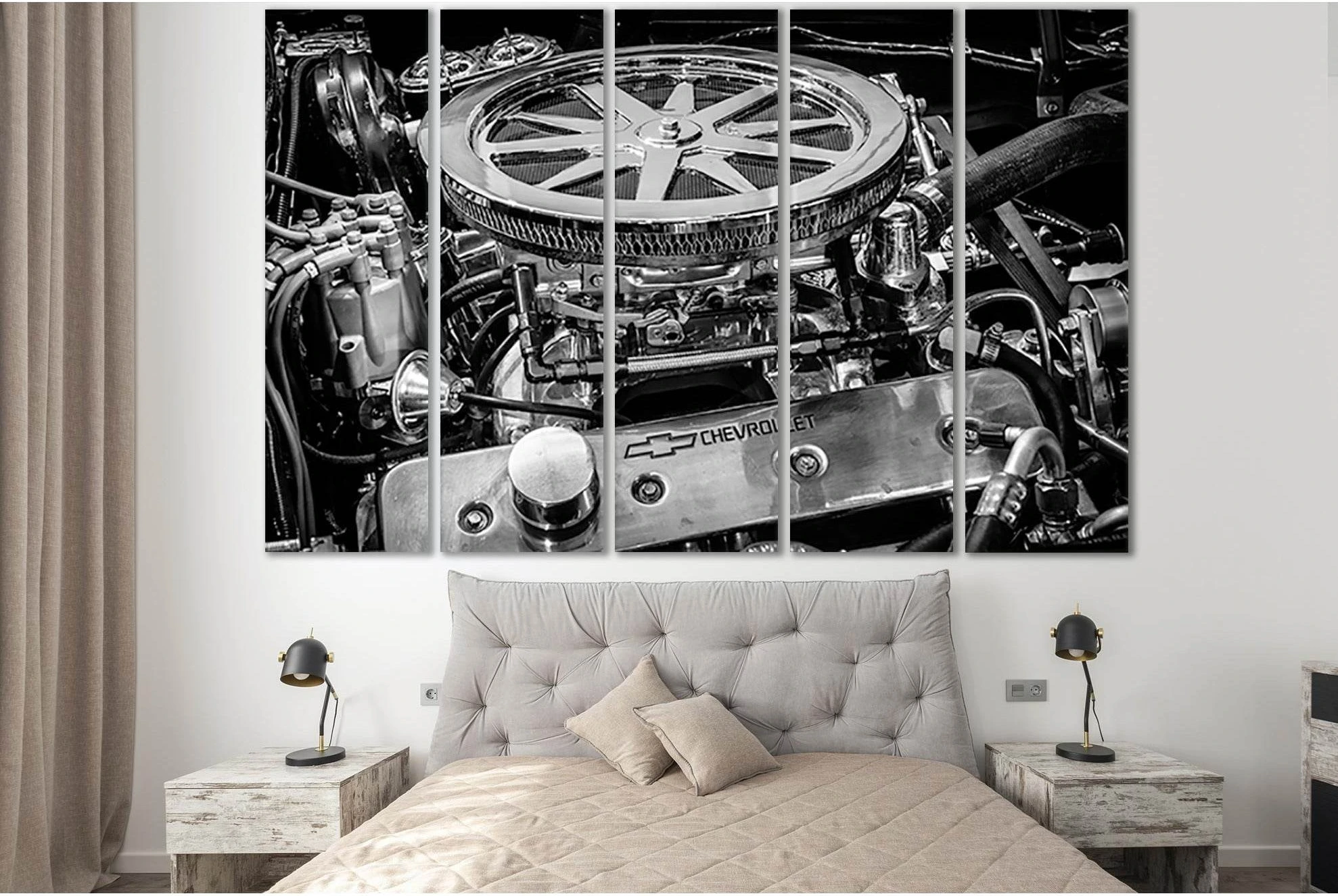 Engine Of Sports Car Chevrolet №SL762 Ready to Hang Canvas Print - Zellart Canvas Prints 0new, ALL_Products, Engine, Engines Wall Art