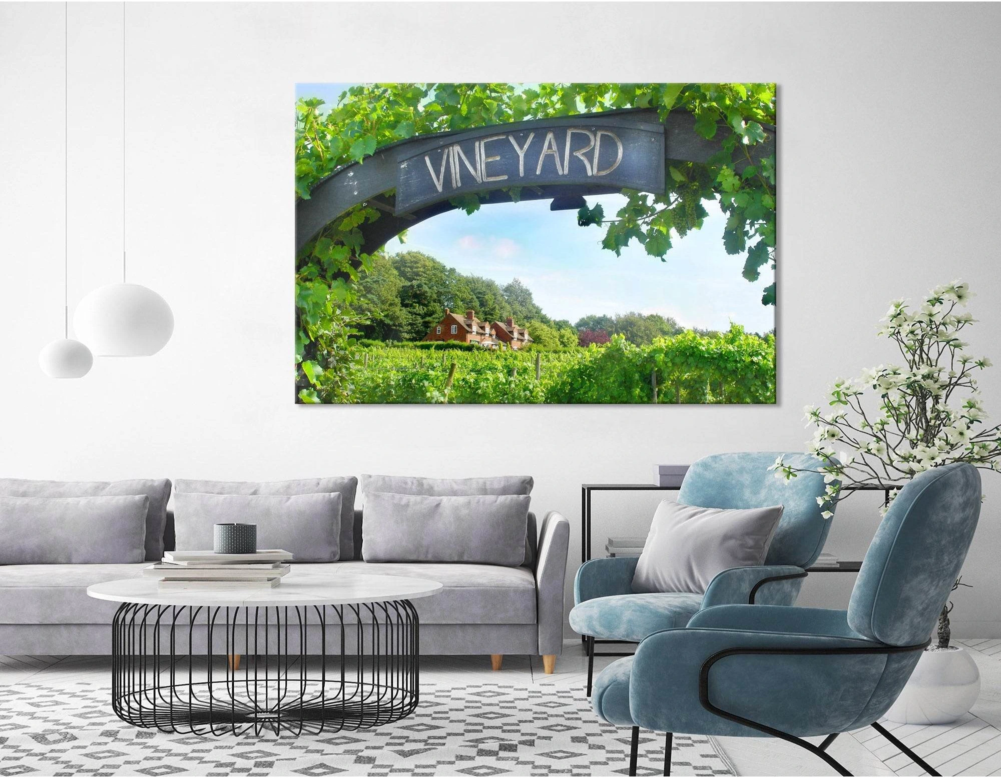 Entrance To A Vineyard On A Sunny Day №04216 Ready to Hang Canvas Print - Zellart Canvas Prints ALL_Products