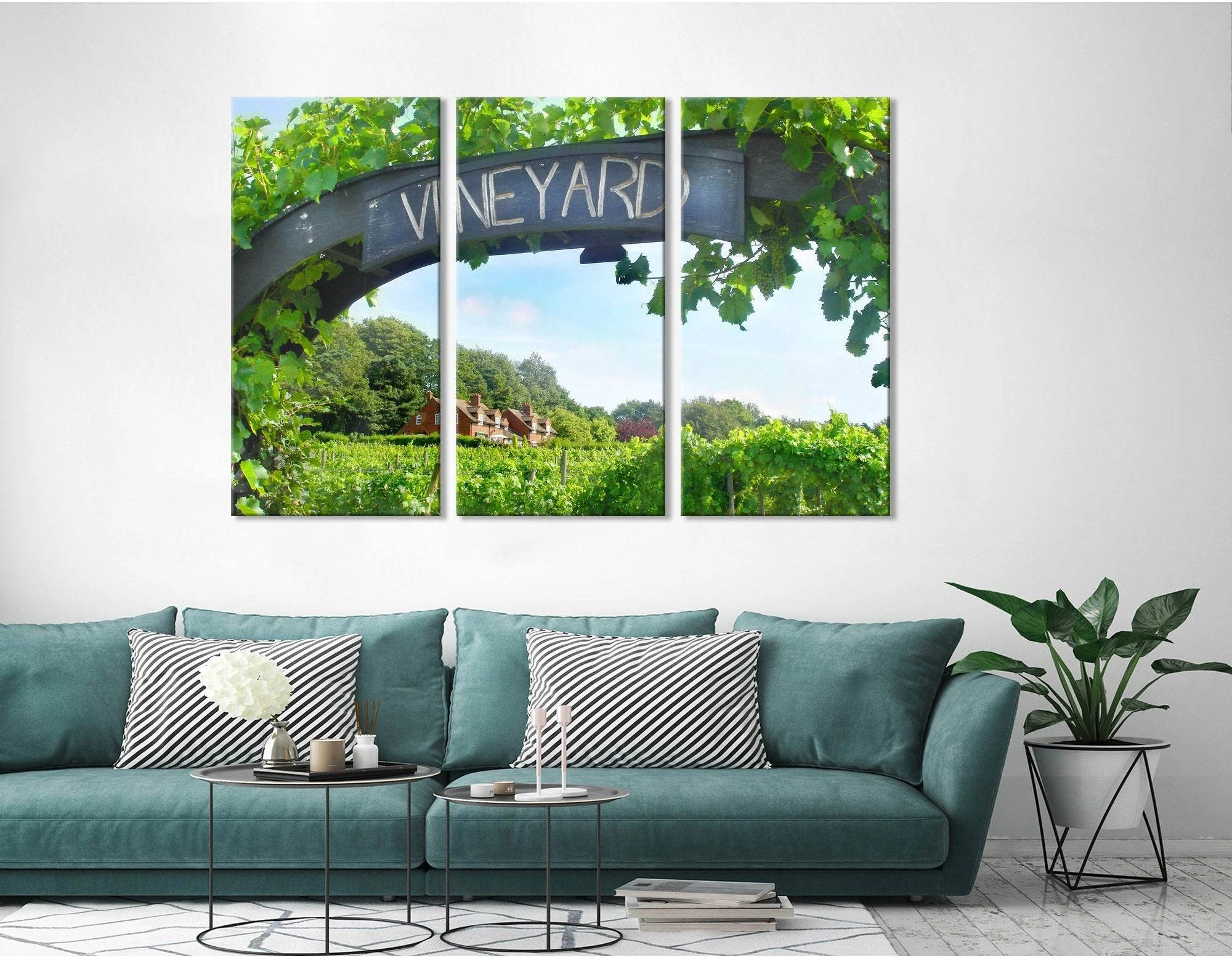 Entrance To A Vineyard On A Sunny Day №04216 Ready to Hang Canvas Print - Zellart Canvas Prints ALL_Products