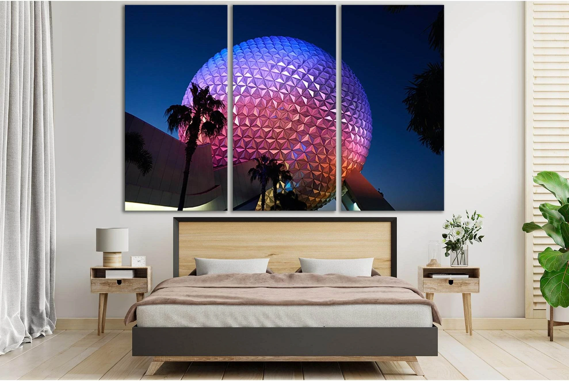 Epcots Spaceship Earth At Night №SL1401 Ready to Hang Canvas Print - Zellart Canvas Prints 0new, ALL_Products, Architecture