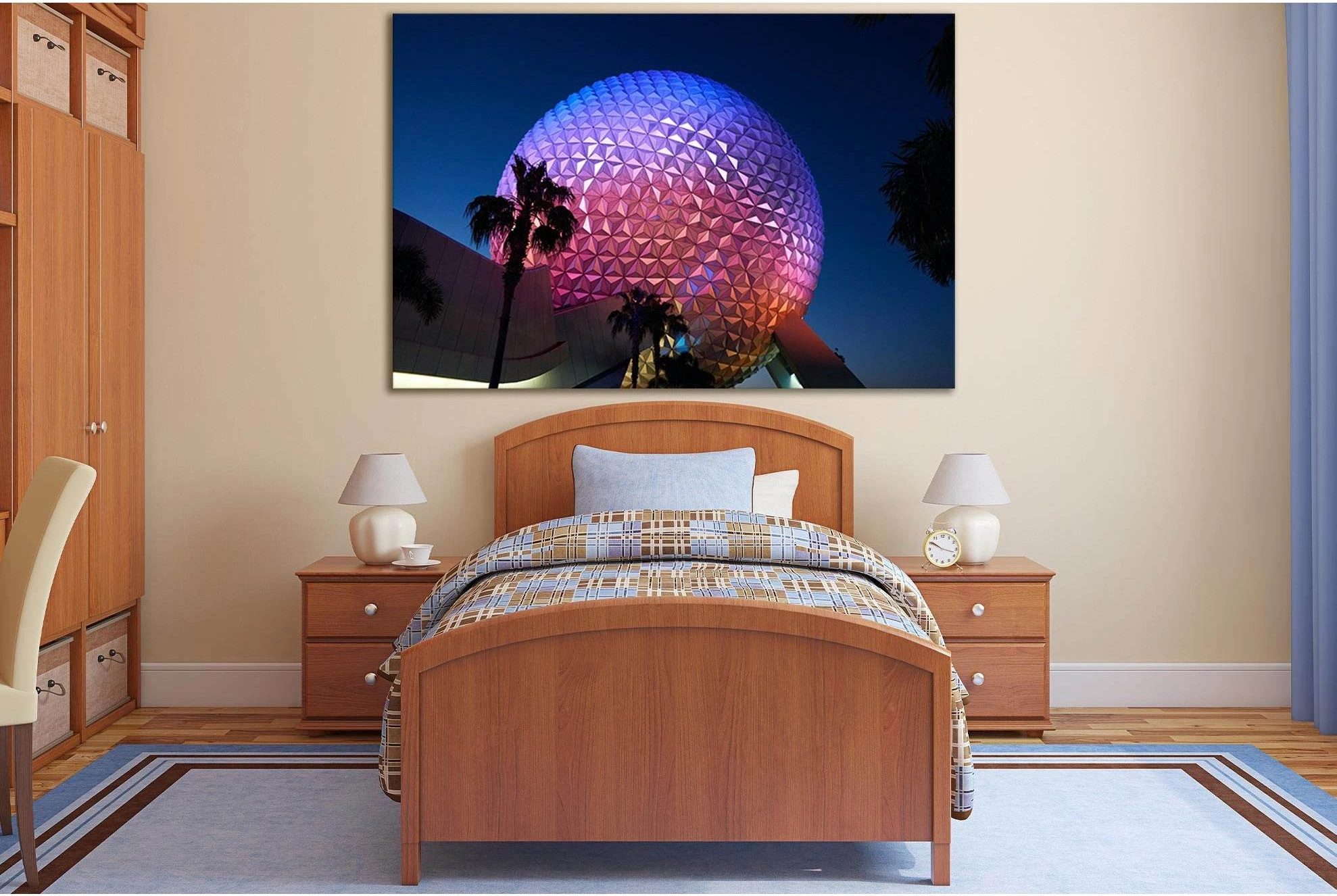 Epcots Spaceship Earth At Night №SL1401 Ready to Hang Canvas Print - Zellart Canvas Prints 0new, ALL_Products, Architecture