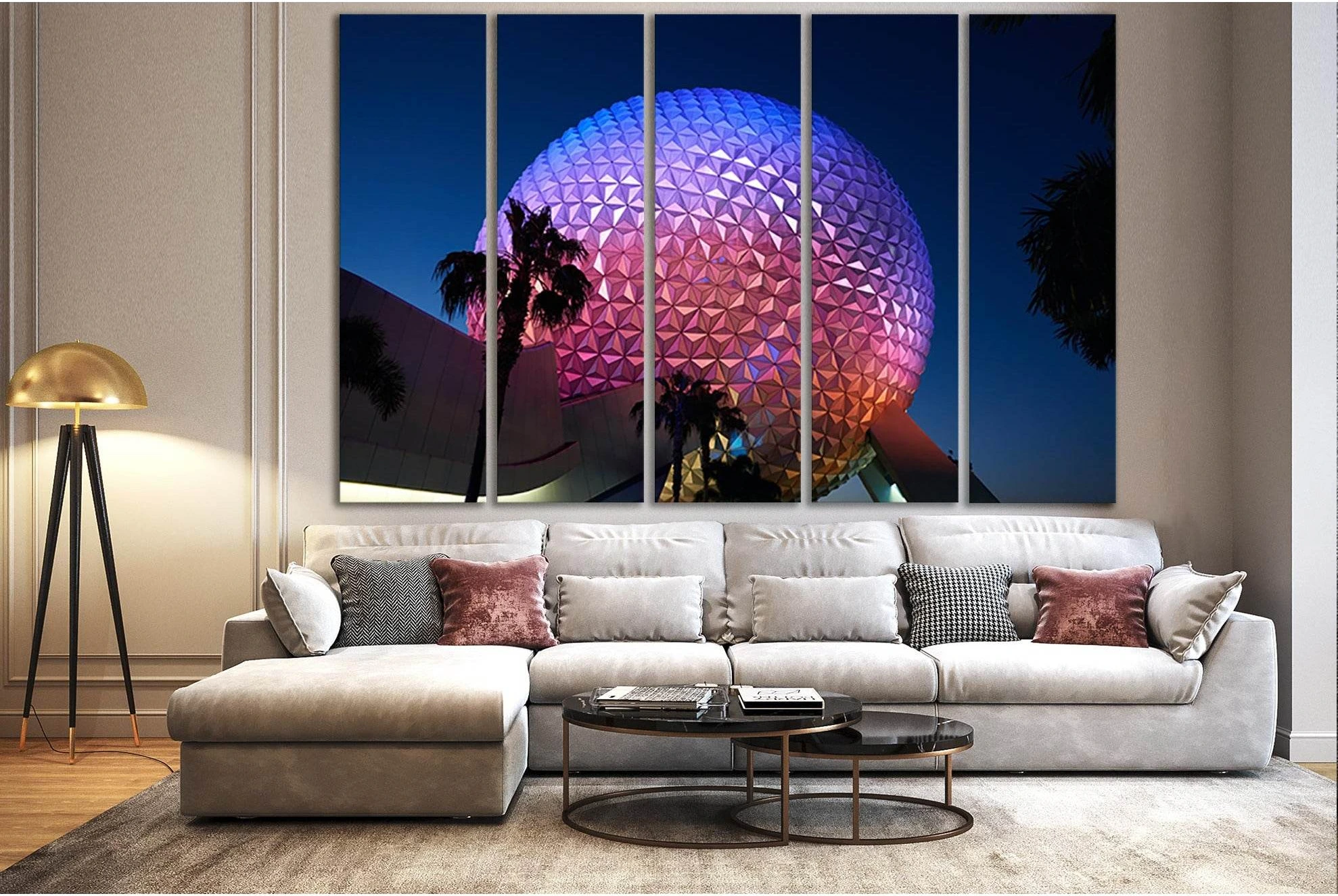Epcots Spaceship Earth At Night №SL1401 Ready to Hang Canvas Print - Zellart Canvas Prints 0new, ALL_Products, Architecture