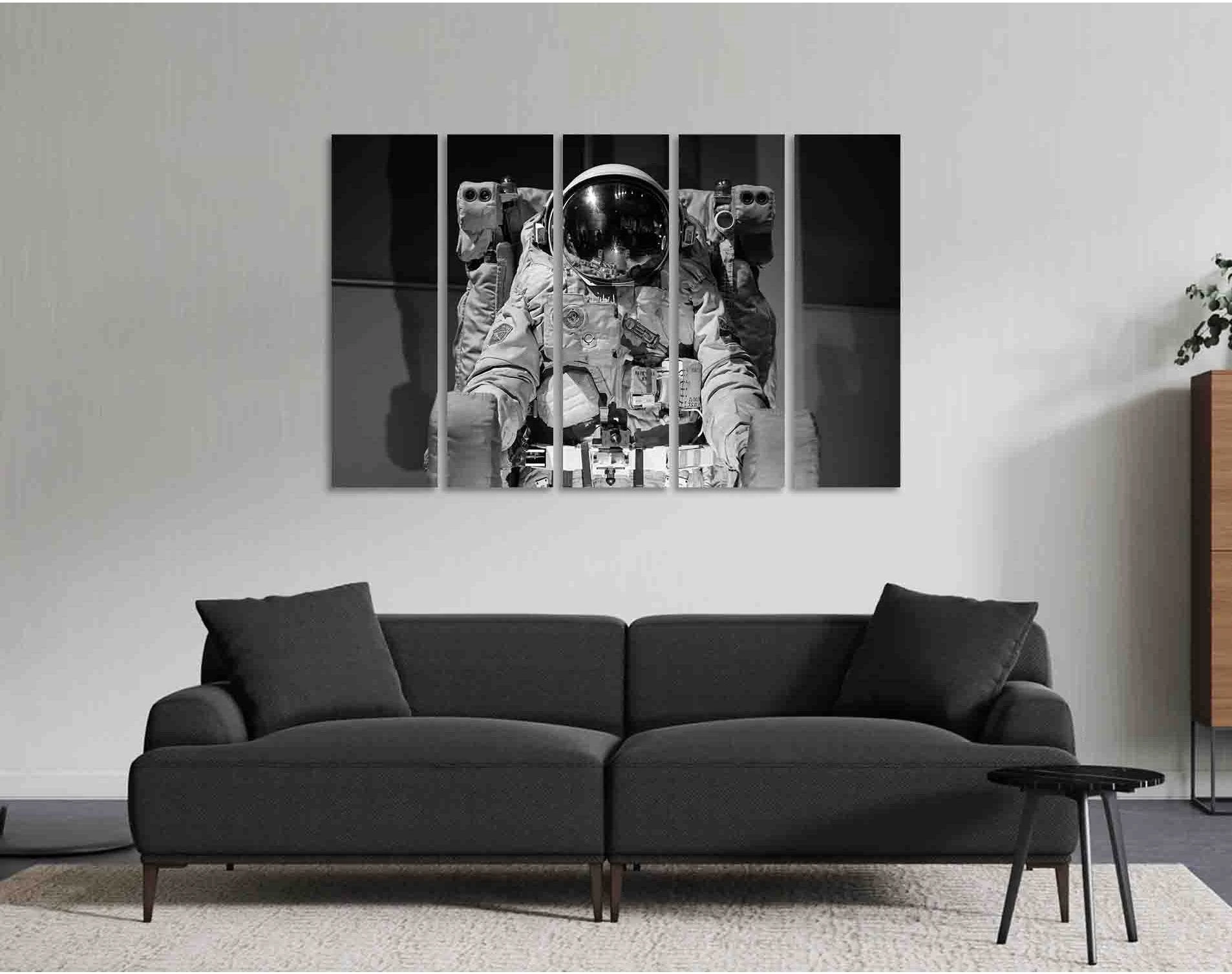 Equipped astronaut №D2815 Ready to Hang Canvas Print - Zellart Canvas Prints 0new, ALL_Products, Black & White Wall Art
