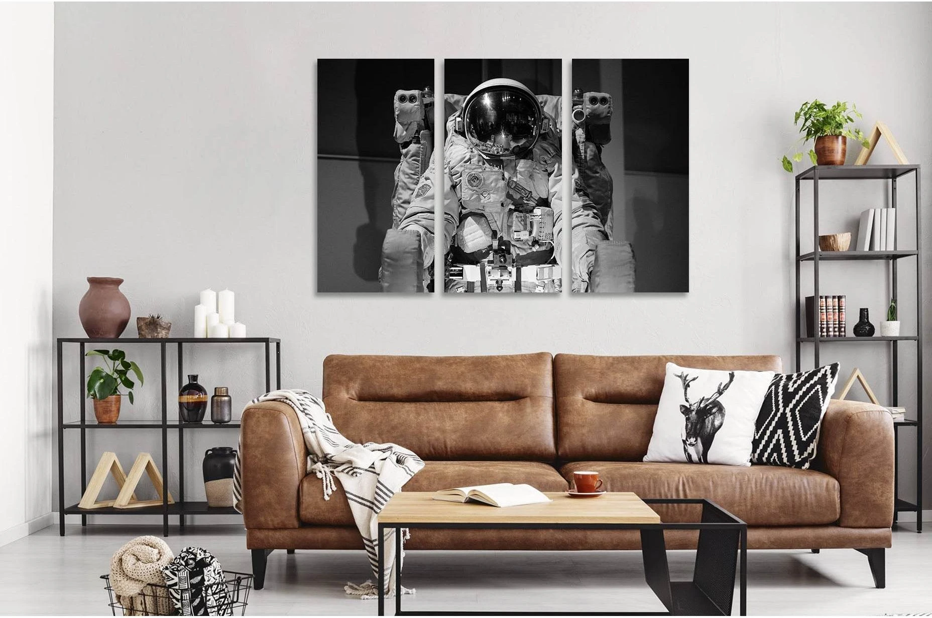 Equipped astronaut №D2815 Ready to Hang Canvas Print - Zellart Canvas Prints 0new, ALL_Products, Black & White Wall Art