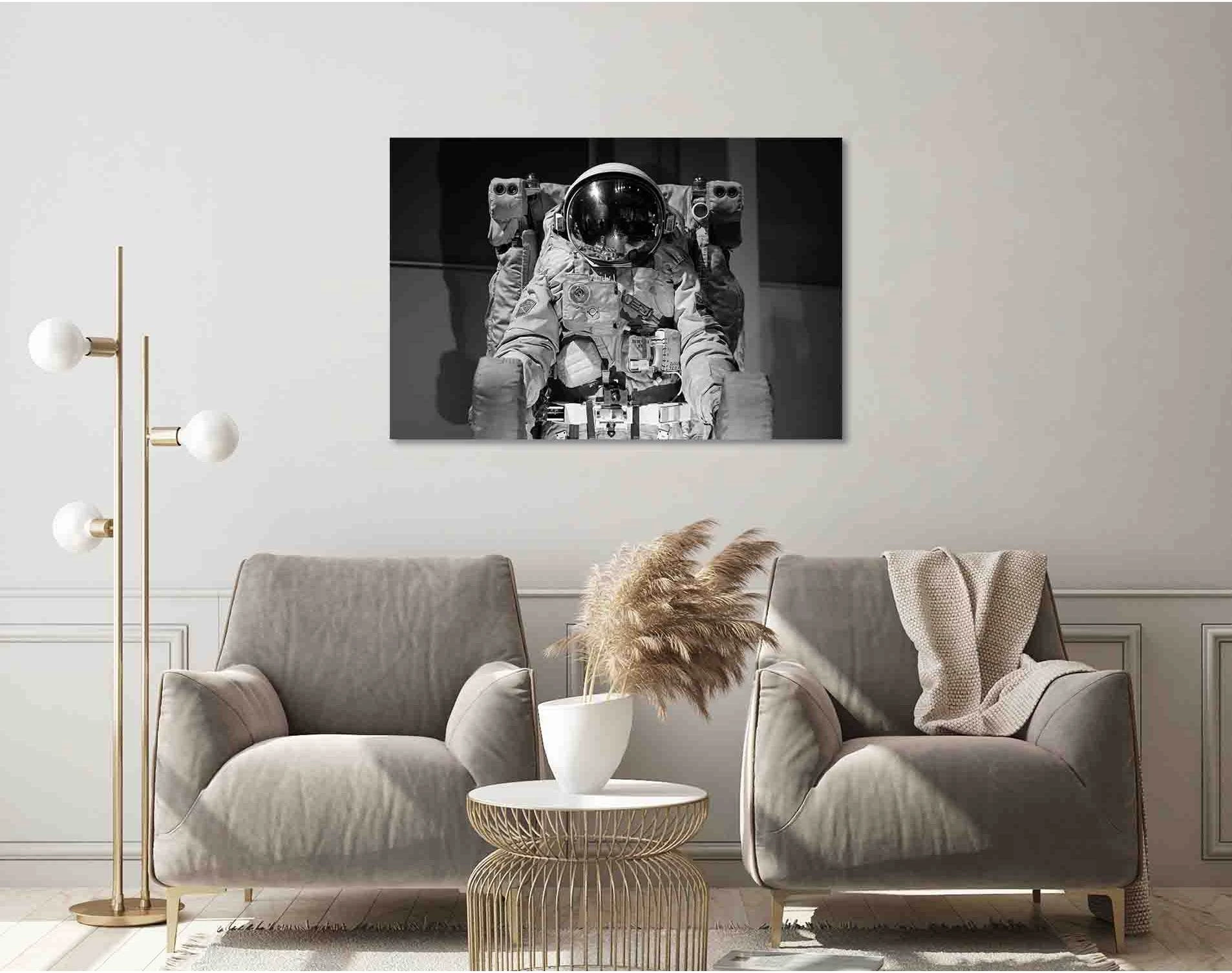 Equipped astronaut №D2815 Ready to Hang Canvas Print - Zellart Canvas Prints 0new, ALL_Products, Black & White Wall Art