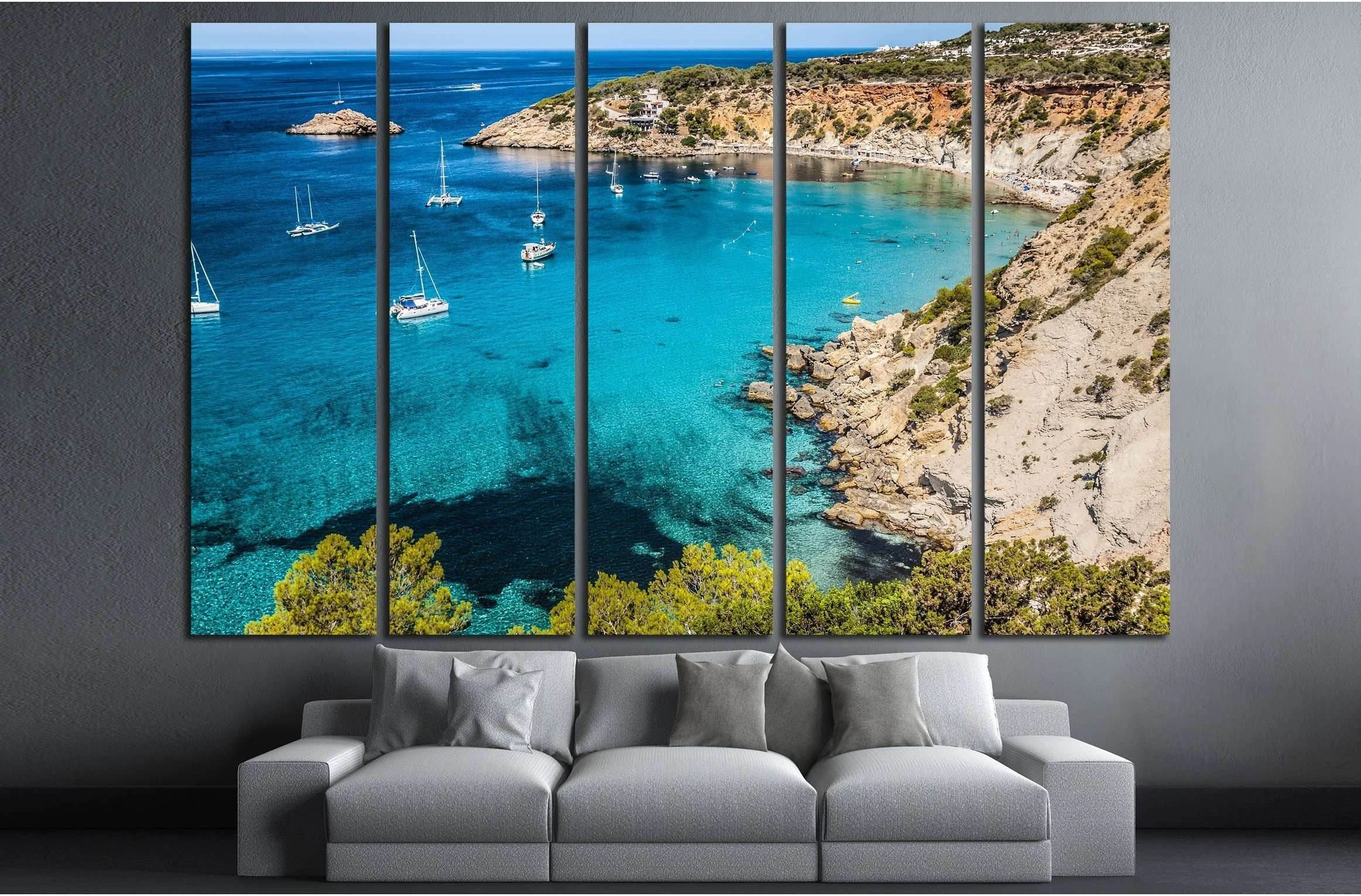 Es vedra island of Ibiza Cala d Hort in Balearic islands №2849 Ready to Hang Canvas Print - Zellart Canvas Prints ALL_Products, s-2849