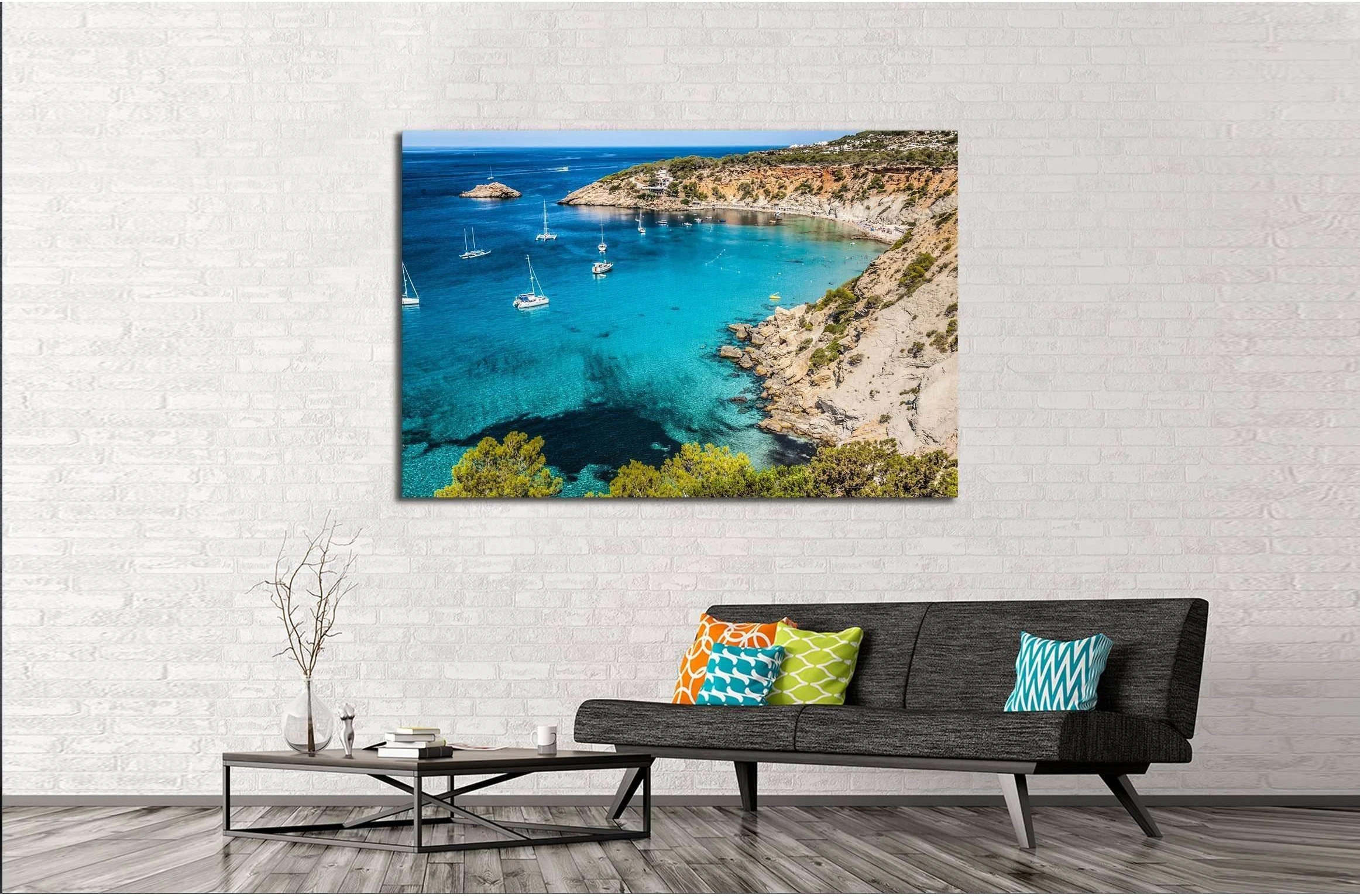 Es vedra island of Ibiza Cala d Hort in Balearic islands №2849 Ready to Hang Canvas Print - Zellart Canvas Prints ALL_Products, s-2849