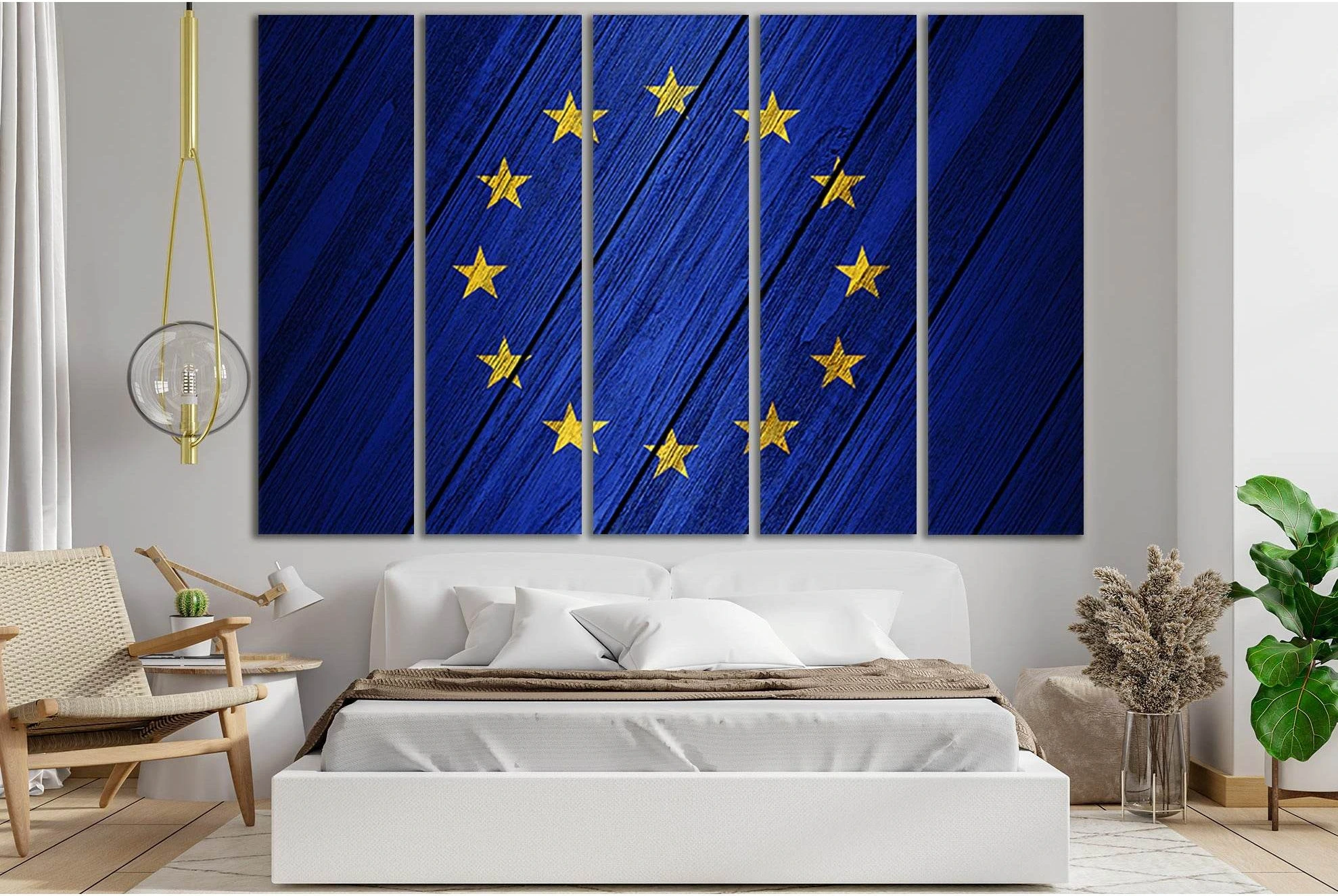 Europe Union Flag On Wood №SL1203 Ready to Hang Canvas Print - Zellart Canvas Prints 0new, ALL_Products, Flags