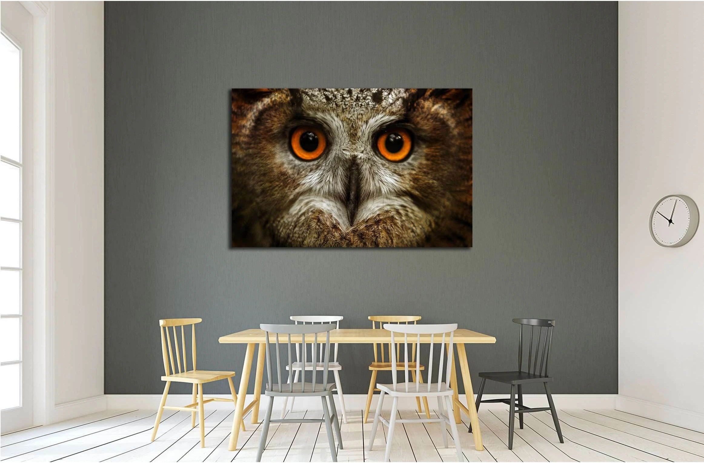 European eagle owl. Eurasian eagle owl. Close-up face. Big eyes. wisdom. The evil eye. (Owl, Bubo bubo) №2374 Ready to Hang Canvas Print - Zellart Canvas Prints ALL_Products, Owl, s-2374