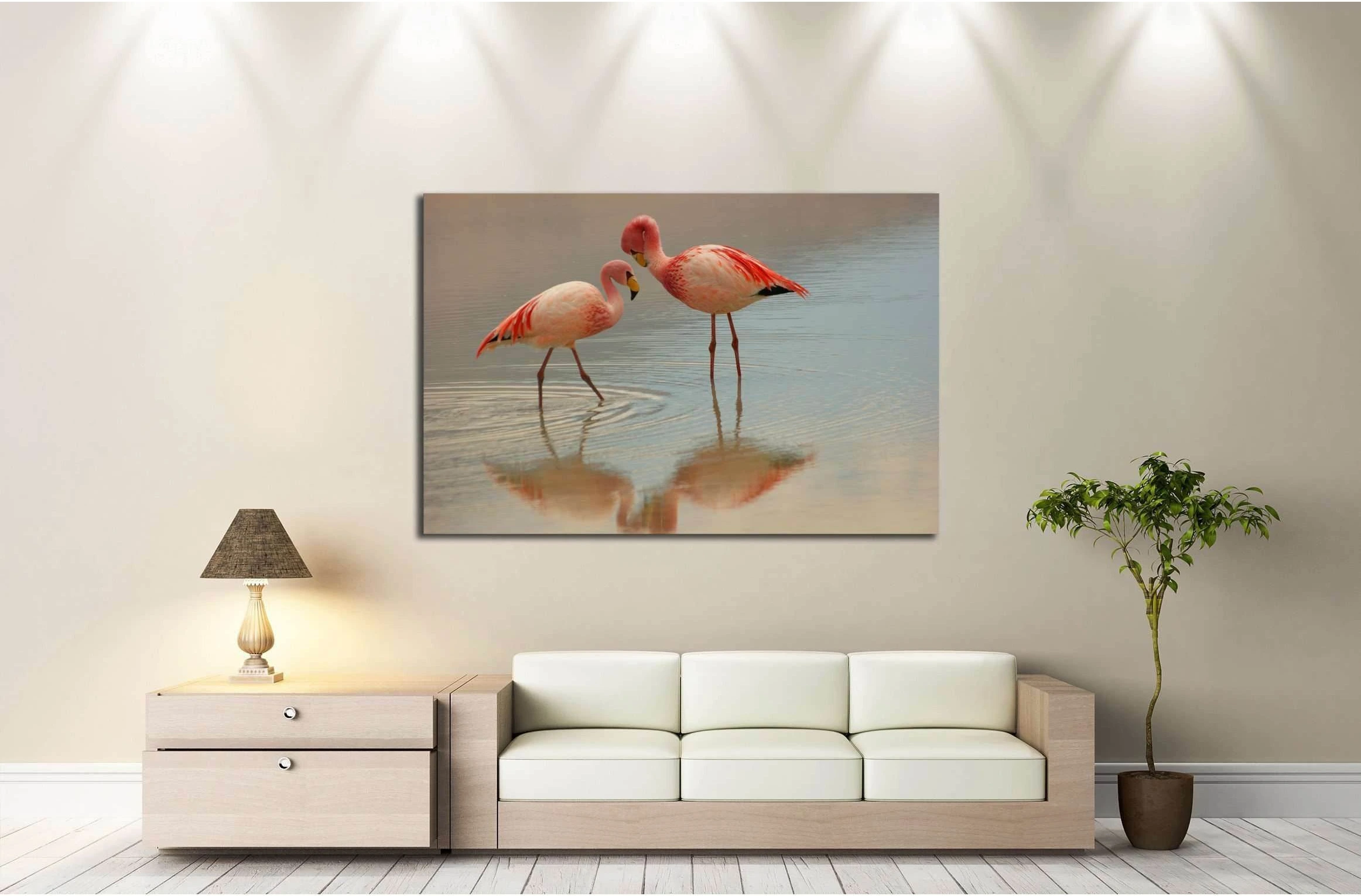 evening flamingo №2334 Ready to Hang Canvas Print - Zellart Canvas Prints ALL_Products, s-2334