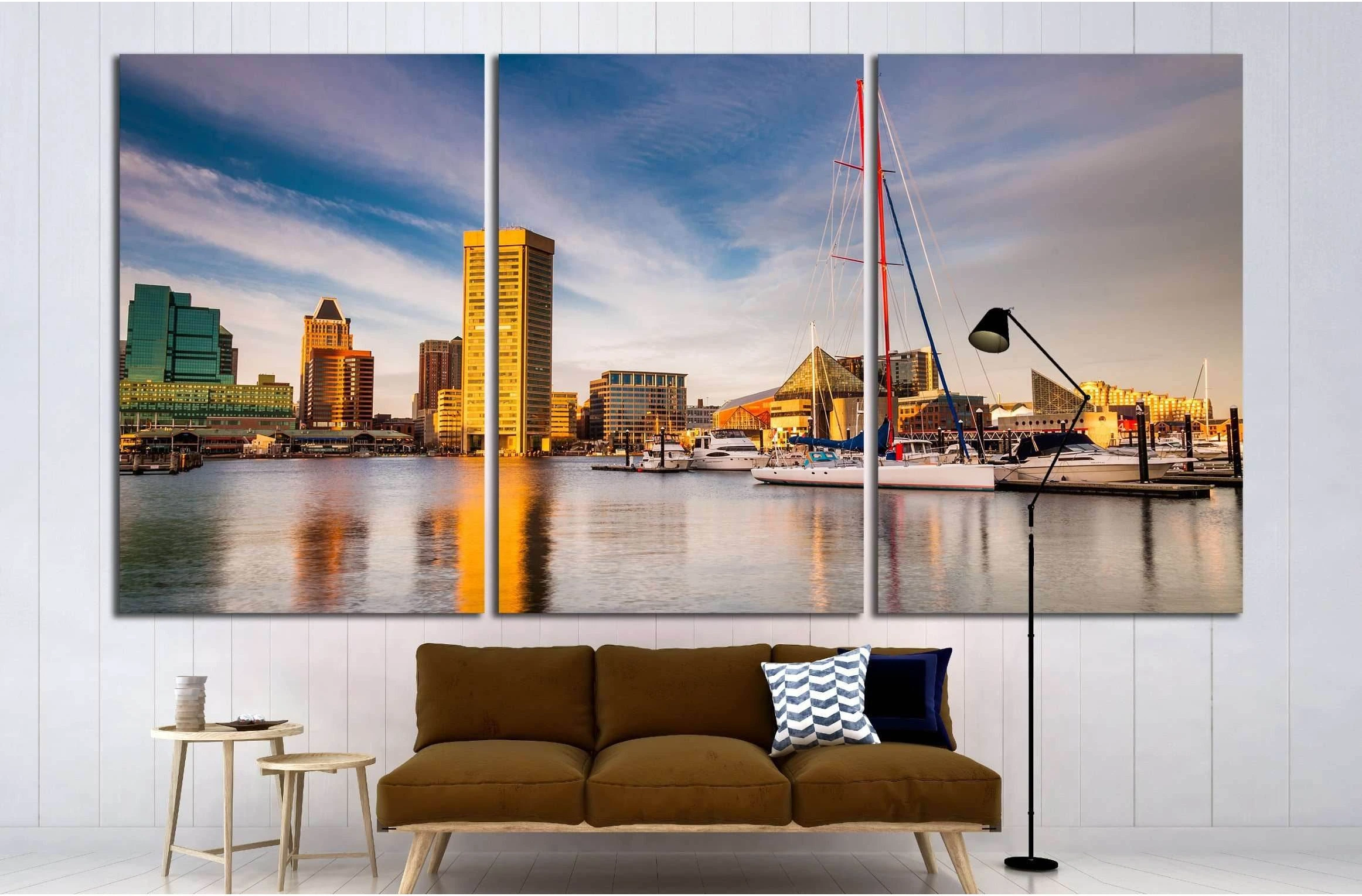 Evening light on the Inner Harbor, Baltimore, Maryland №2150 Ready to Hang Canvas Print - Zellart Canvas Prints ALL_Products, s-2150