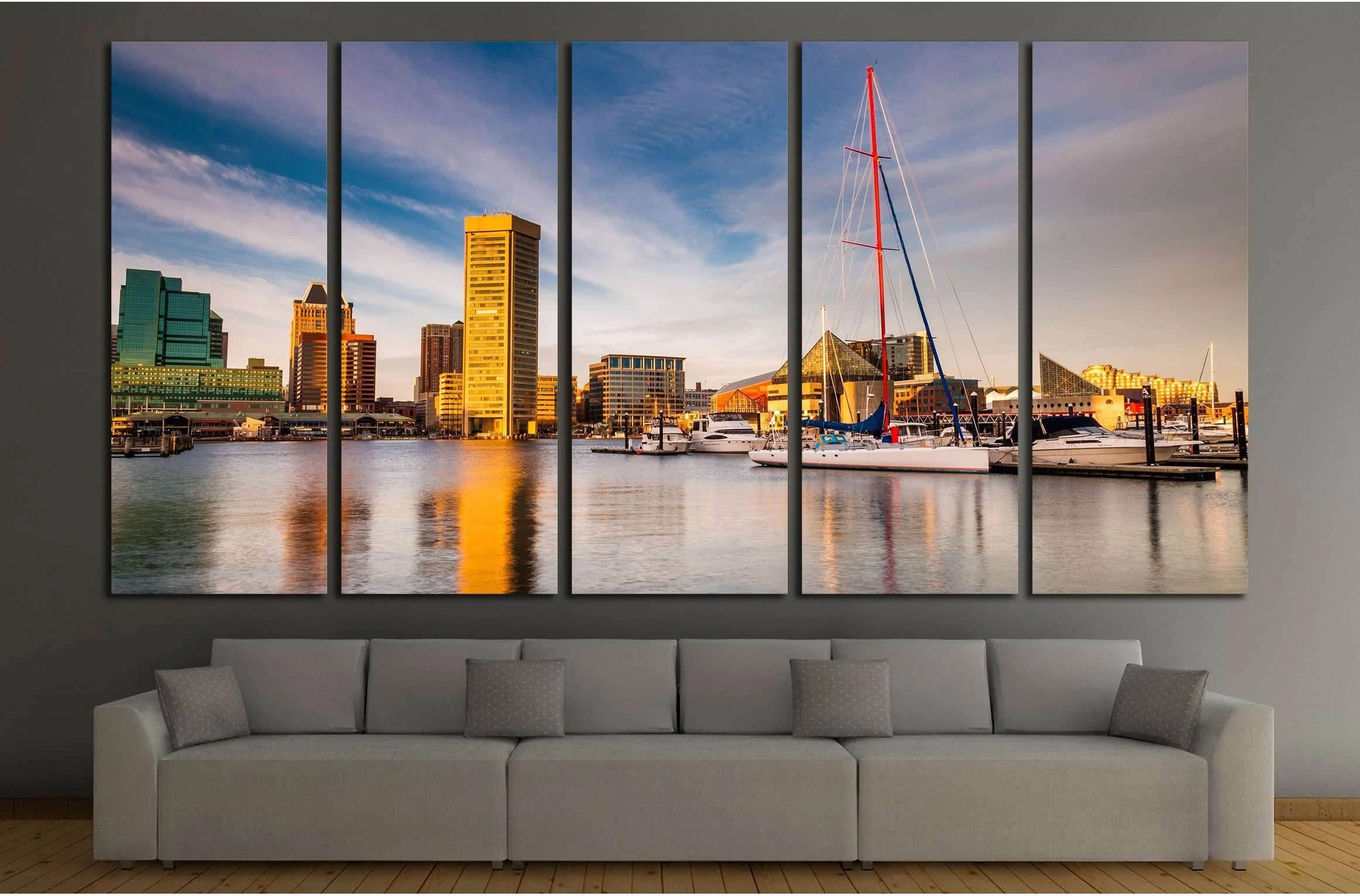Evening light on the Inner Harbor, Baltimore, Maryland №2150 Ready to Hang Canvas Print - Zellart Canvas Prints ALL_Products, s-2150