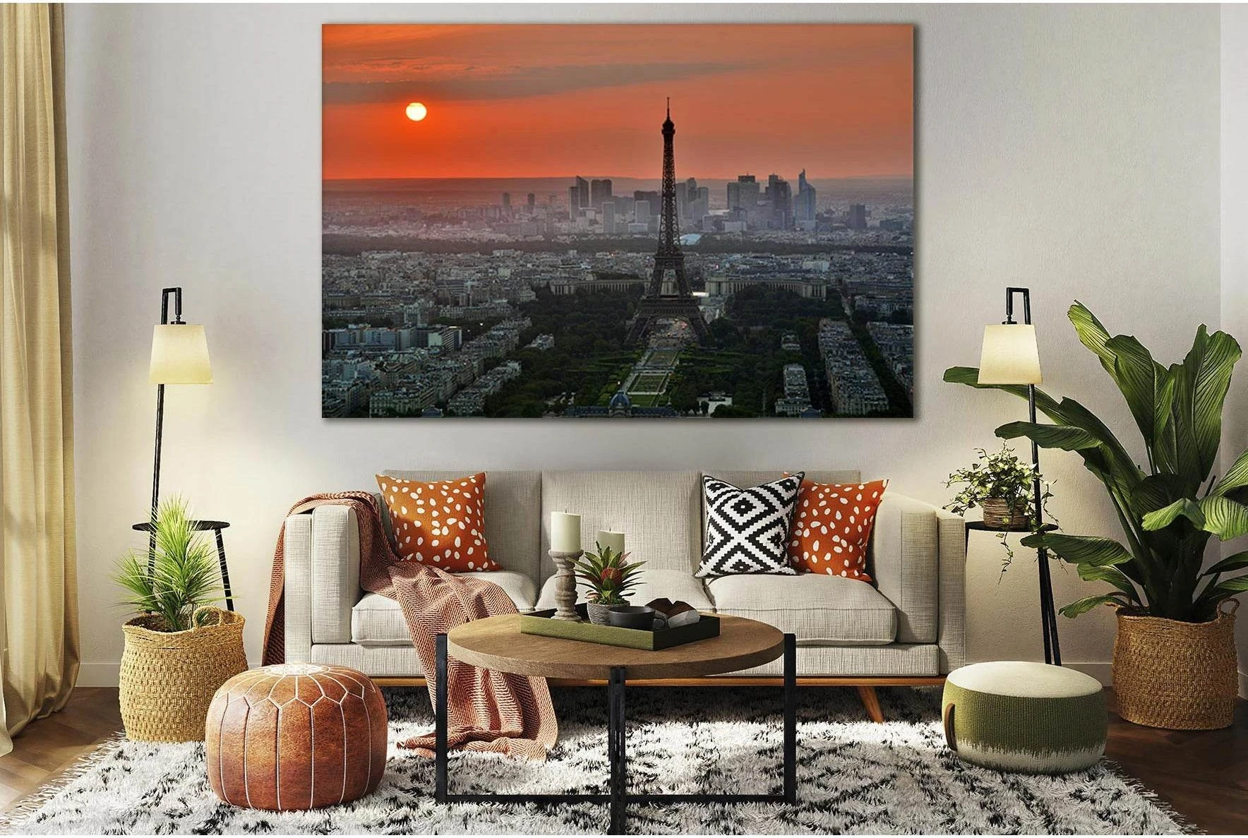 Evening Paris Sunset №SL223 Ready to Hang Canvas Print - Zellart Canvas Prints 0new, ALL_Products, SUNRISE & SUNSET WALL ART