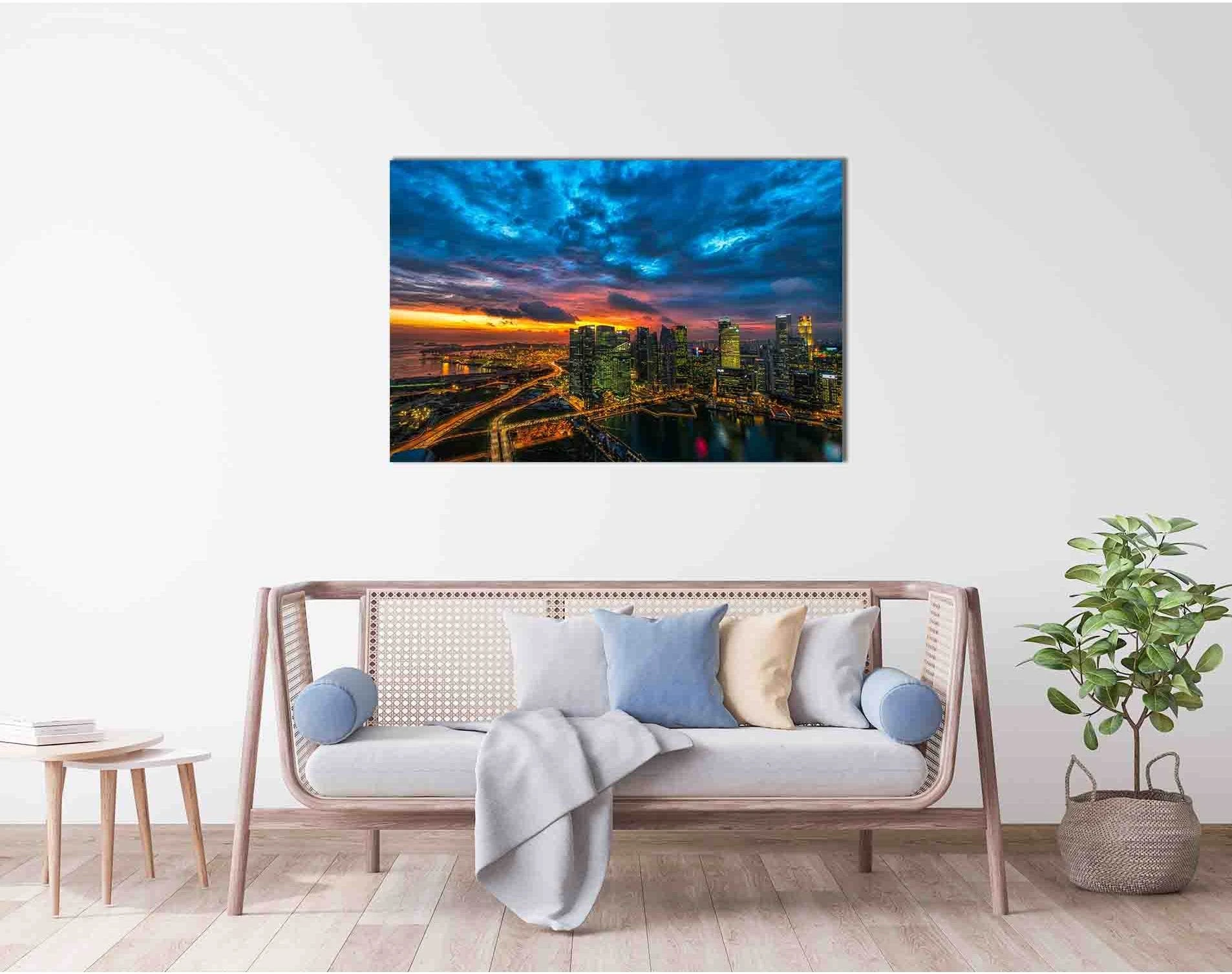Evening Singapore №D1862 Ready to Hang Canvas Print - Zellart Canvas Prints 0new, ALL_Products, Sunrise & sunset wall art