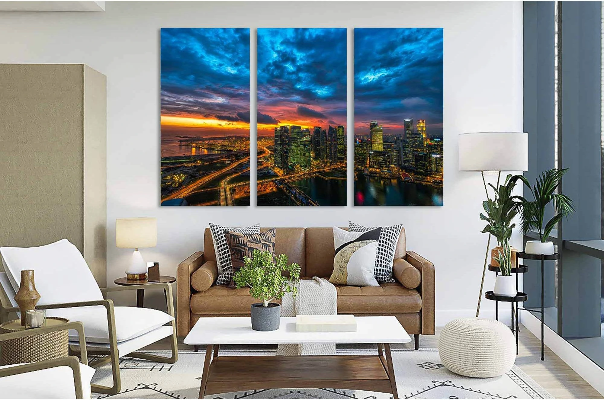 Evening Singapore №D1862 Ready to Hang Canvas Print - Zellart Canvas Prints 0new, ALL_Products, Sunrise & sunset wall art