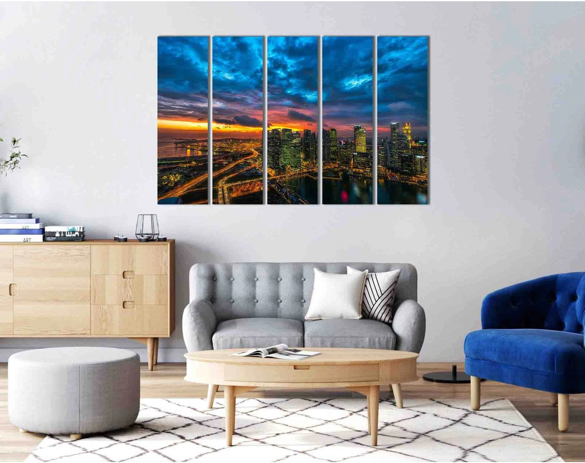 Evening Singapore №D1862 Ready to Hang Canvas Print - Zellart Canvas Prints 0new, ALL_Products, Sunrise & sunset wall art