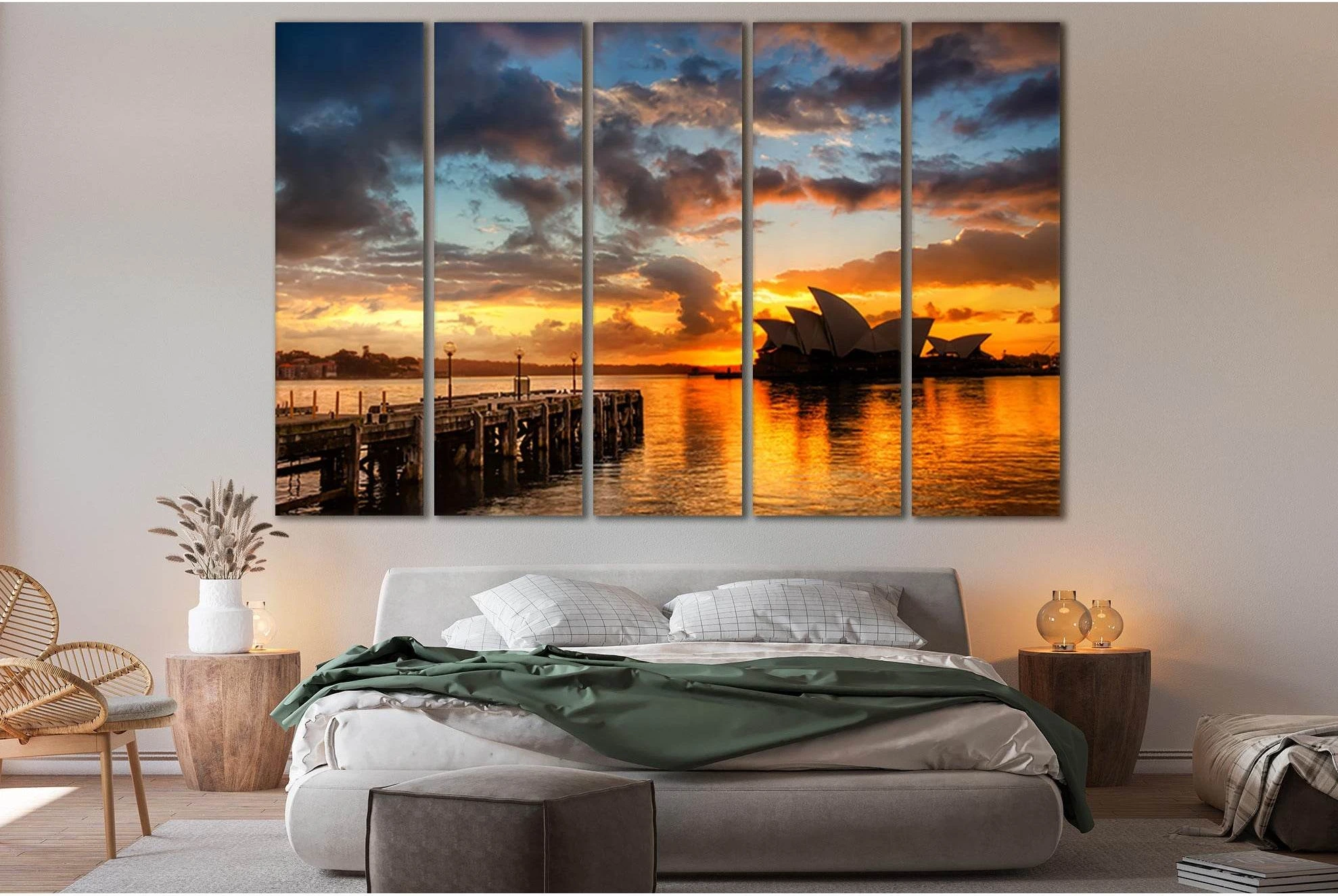 Evening Sydney Sunset №SL259 Ready to Hang Canvas Print - Zellart Canvas Prints 0new, ALL_Products, SUNRISE & SUNSET WALL ART