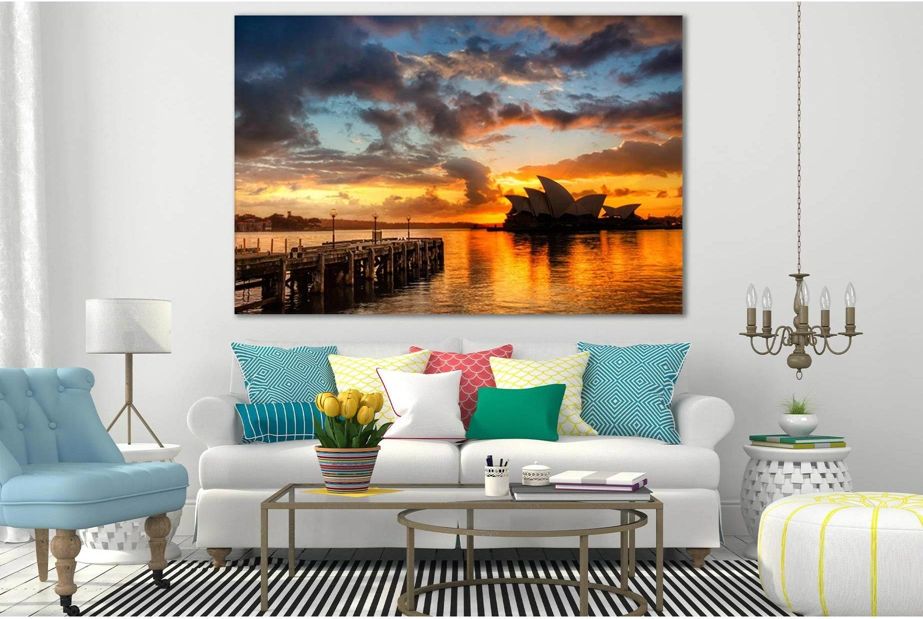 Evening Sydney Sunset №SL259 Ready to Hang Canvas Print - Zellart Canvas Prints 0new, ALL_Products, SUNRISE & SUNSET WALL ART