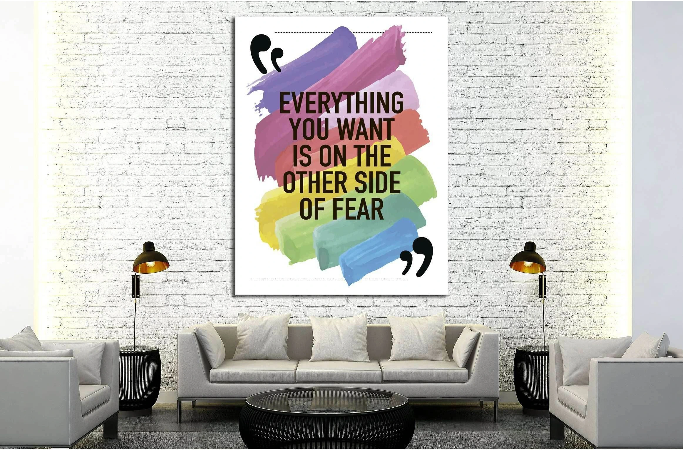 Everything you want is on the other side of fear №4606 Ready to Hang Canvas Print - Zellart Canvas Prints 000Negative, ALL_Products, s-4606