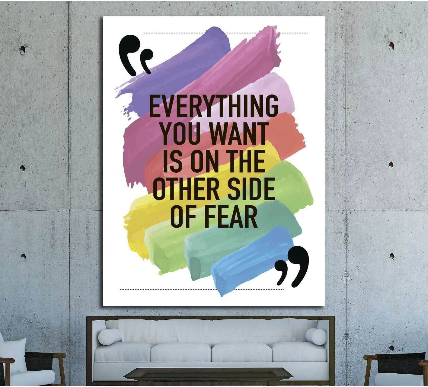 Everything you want is on the other side of fear №4606 Ready to Hang Canvas Print - Zellart Canvas Prints 000Negative, ALL_Products, s-4606