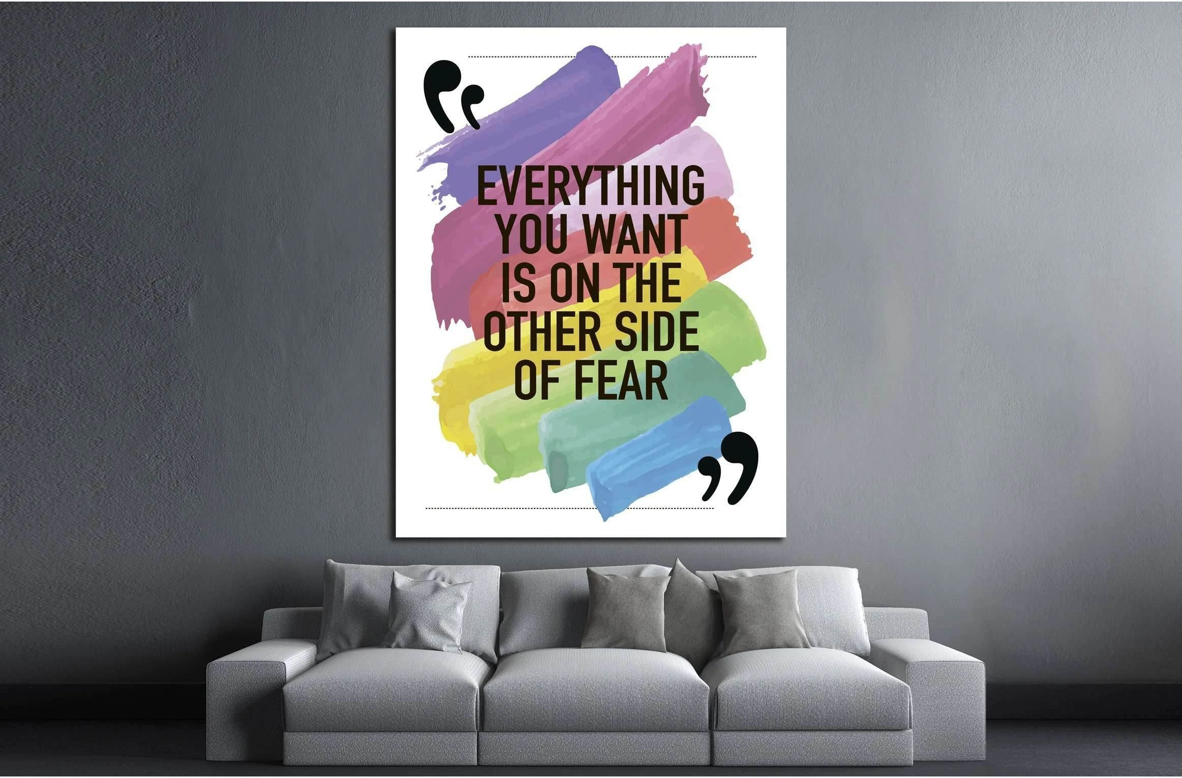 Everything you want is on the other side of fear №4606 Ready to Hang Canvas Print - Zellart Canvas Prints 000Negative, ALL_Products, s-4606