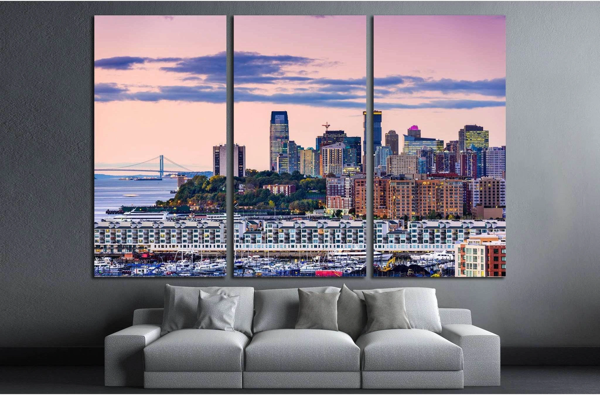 Exchange Place, Jersey City, New Jersey skyline №1739 Ready to Hang Canvas Print - Zellart Canvas Prints ALL_Products, s-1739