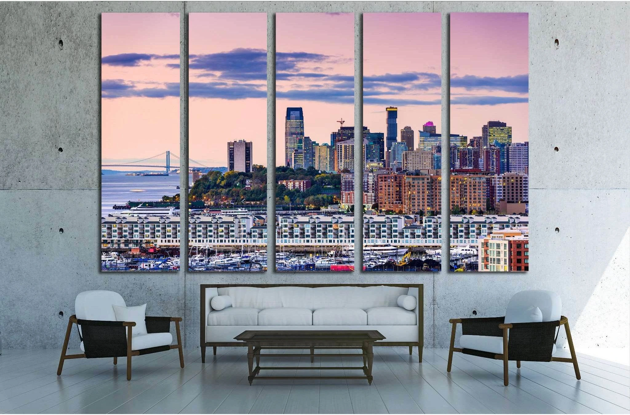 Exchange Place, Jersey City, New Jersey skyline №1739 Ready to Hang Canvas Print - Zellart Canvas Prints ALL_Products, s-1739