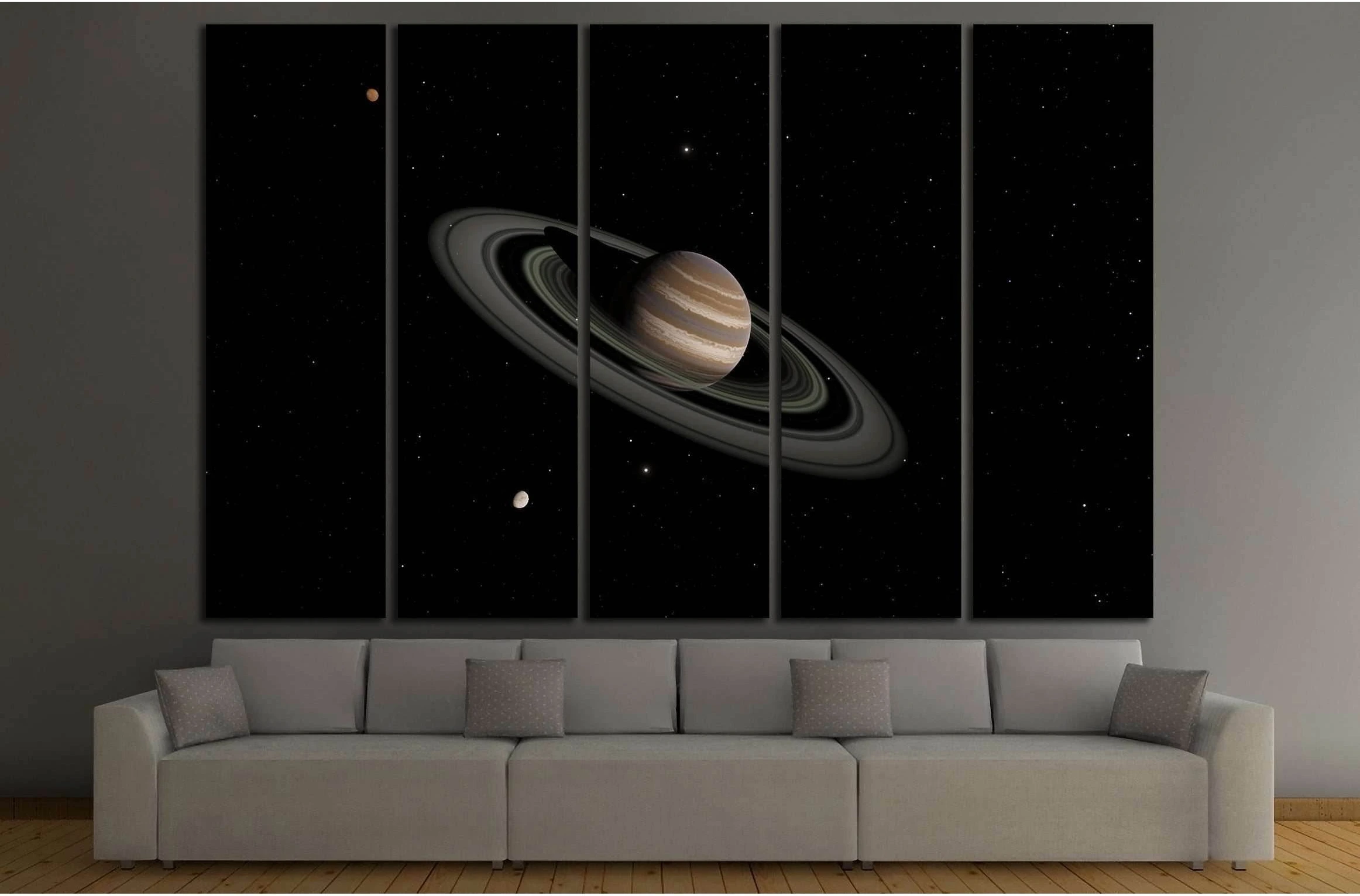Exoplanet with rings gas giant Saturn planet №2420 Ready to Hang Canvas Print - Zellart Canvas Prints ALL_Products, s-2420