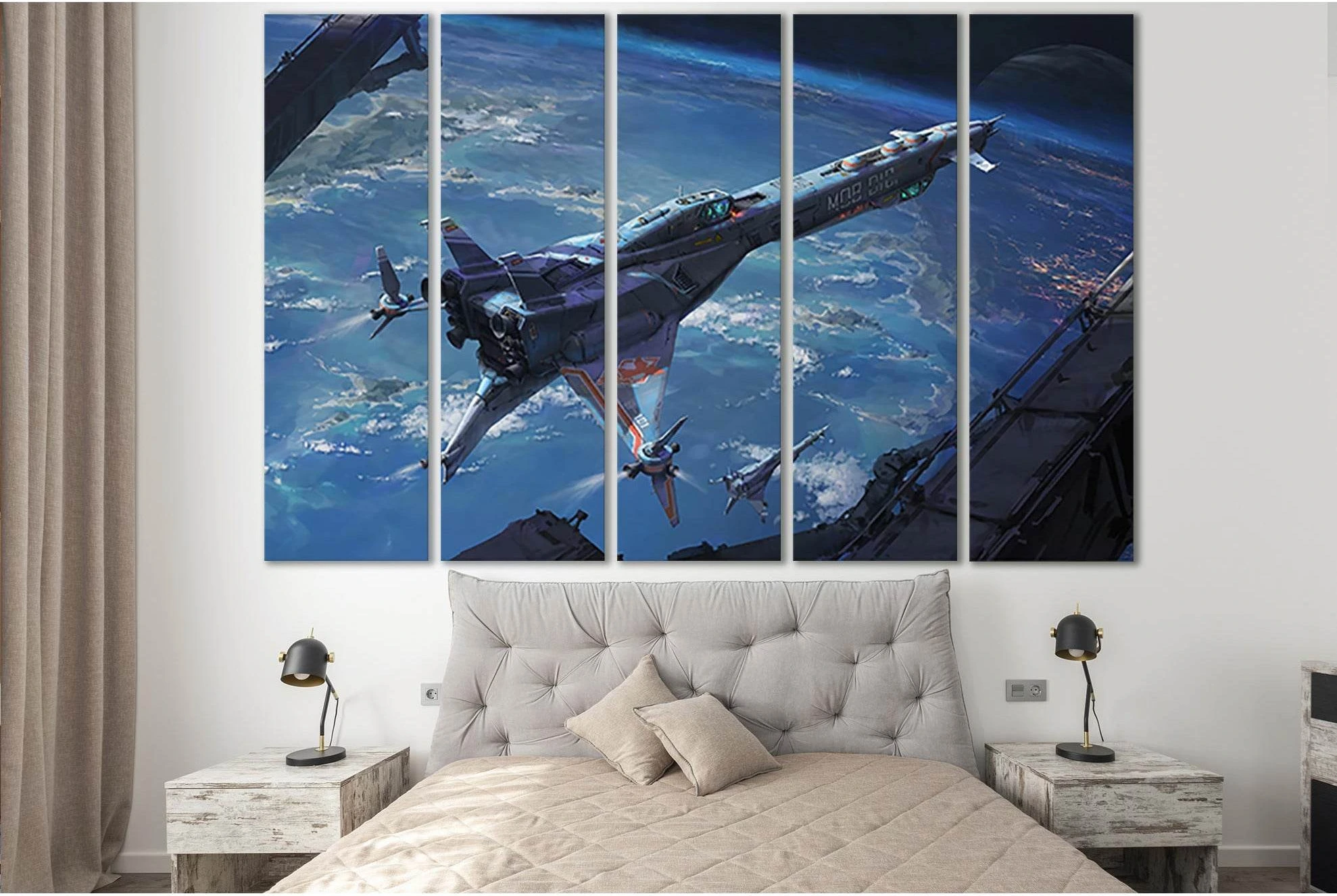 Expedition Spaceship №SL1293 Ready to Hang Canvas Print - Zellart Canvas Prints 0new, ALL_Products, Fantasy And Sci Fi Wall Art
