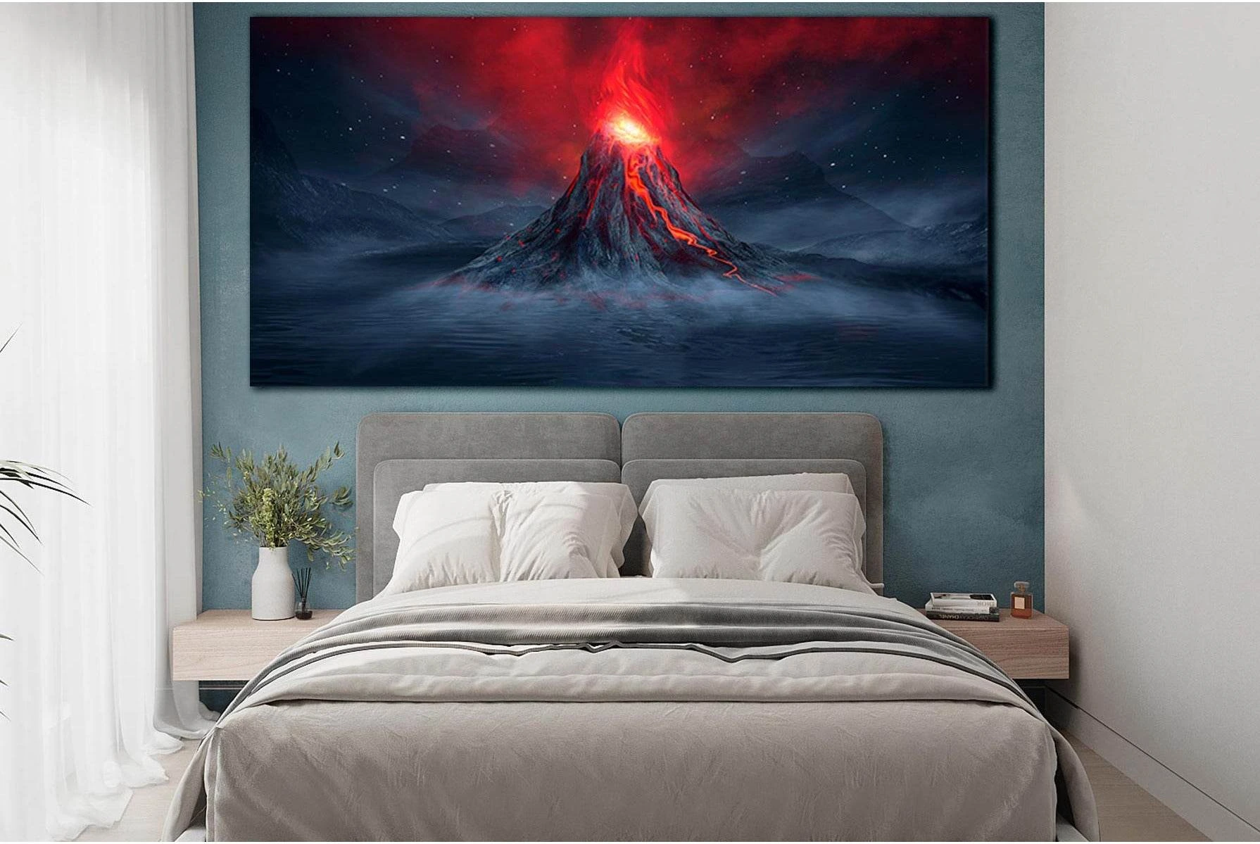 Explosive Volcano With Burning Lava №SL1213 Ready to Hang Canvas Print - Zellart Canvas Prints 0new, ALL_Products, Fantasy And Sci Fi Wall Art
