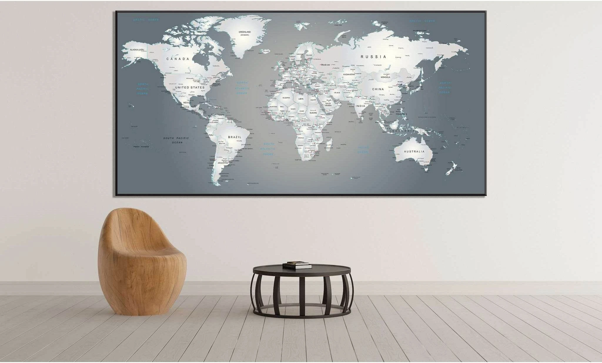 Extra Large World Map №883 Ready to Hang Canvas Print - Zellart Canvas Prints ALL_Products, autopostr_pinterest_65155, autopostr_pinterest_65157, autopostr_pinterest_65158, autopostr_pinterest_65160
