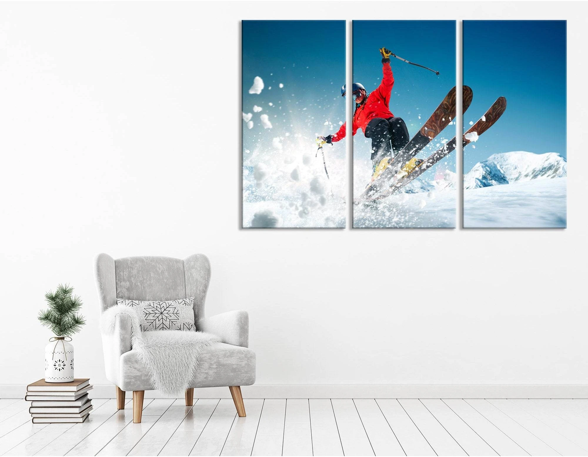 Extreme Skier Jump №04430 Ready to Hang Canvas Print - Zellart Canvas Prints ALL_Products