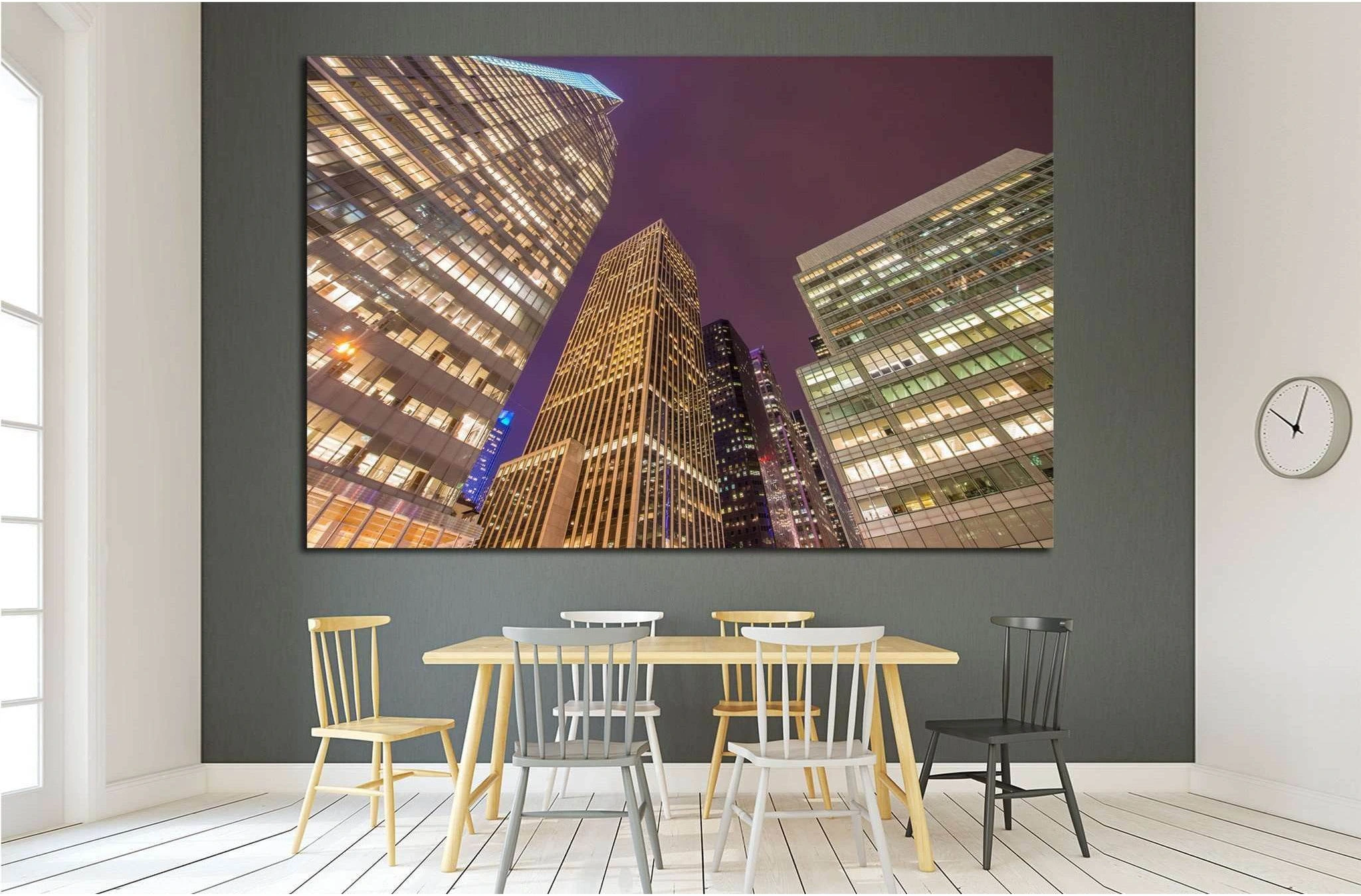 Famous skyscrapers of New York at night №1523 Ready to Hang Canvas Print - Zellart Canvas Prints 0_NY_ART, ALL_Products, s-1523