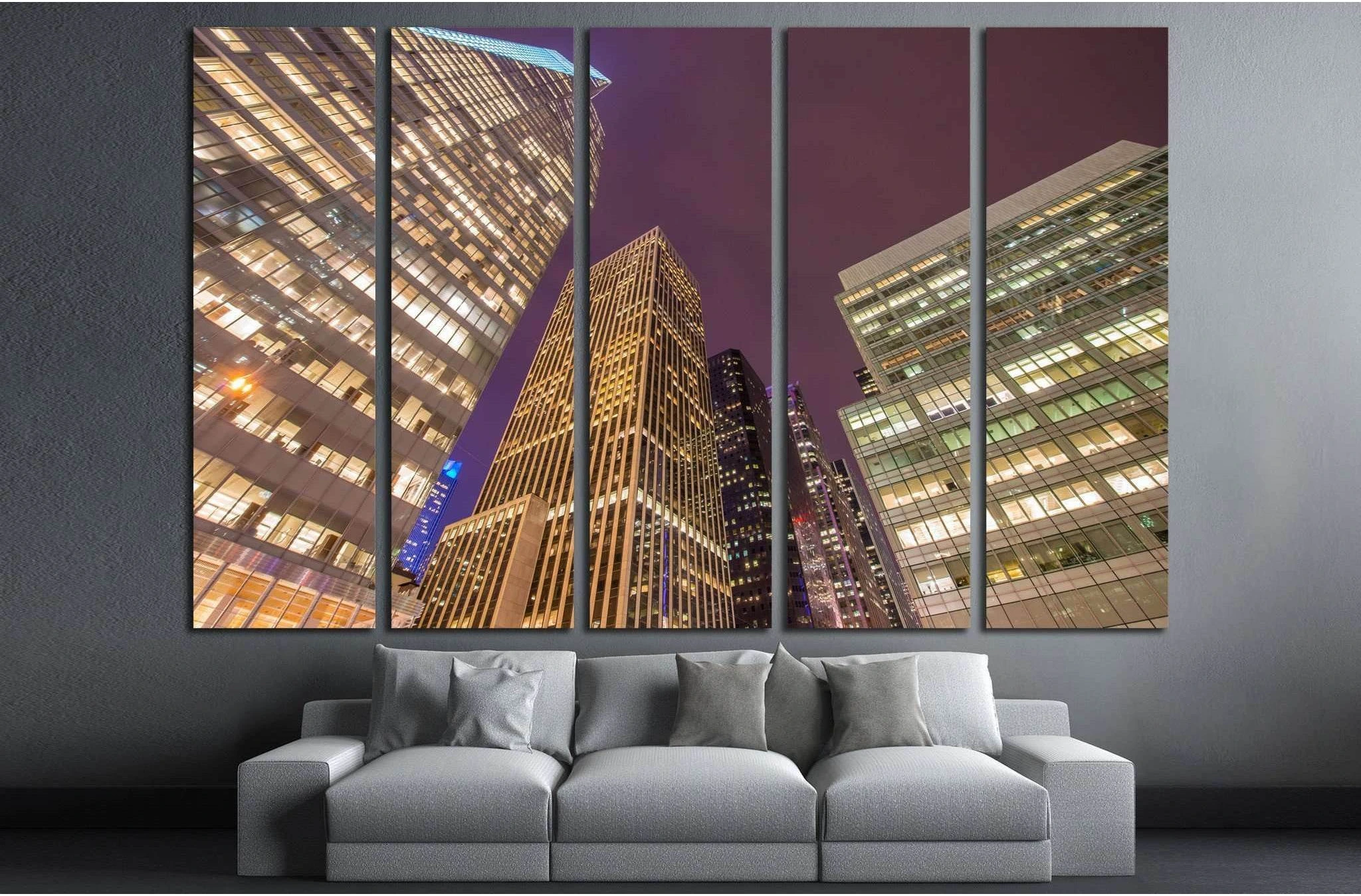 Famous skyscrapers of New York at night №1523 Ready to Hang Canvas Print - Zellart Canvas Prints 0_NY_ART, ALL_Products, s-1523