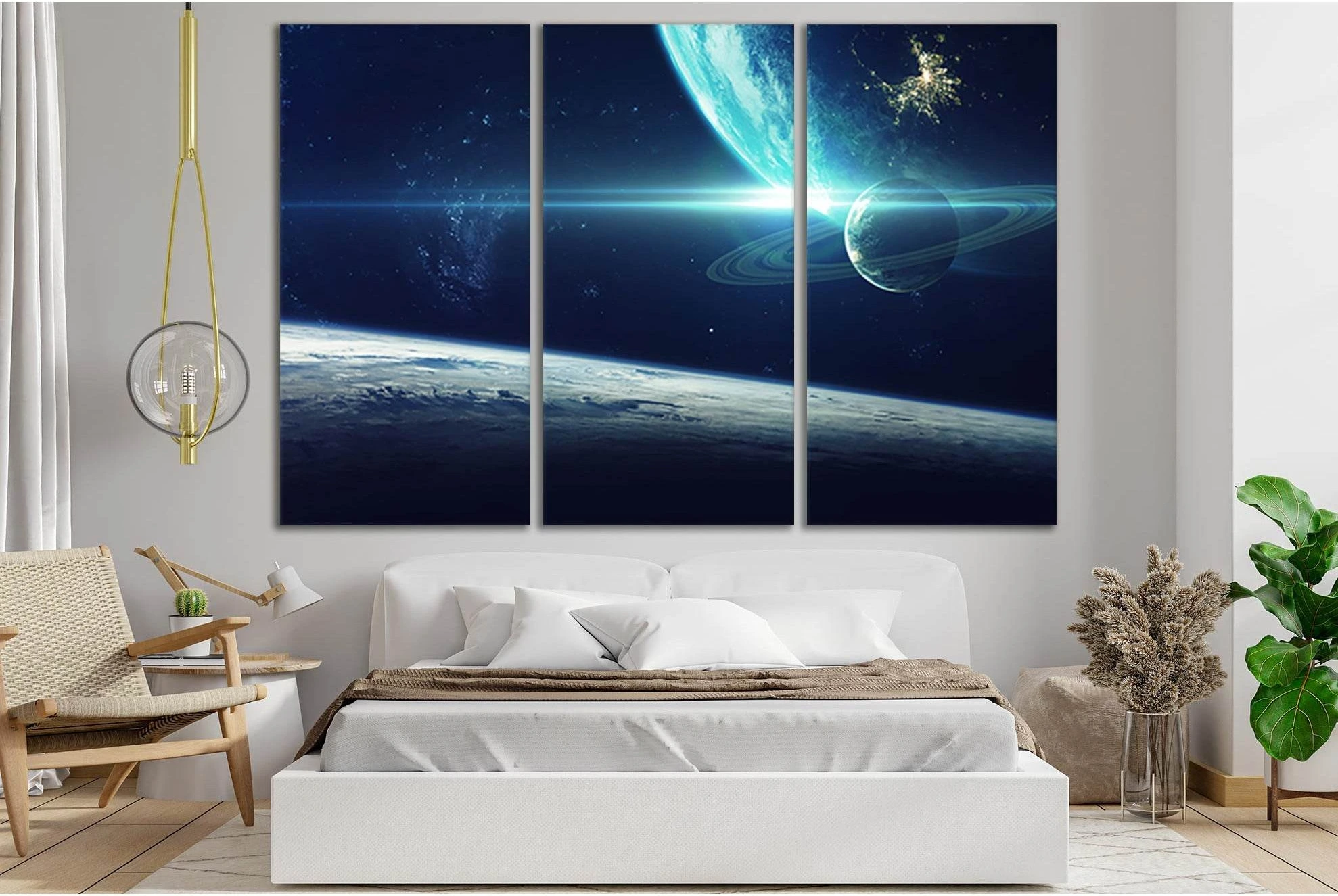 Fantastic Planets And Deep Space №SL426 Ready to Hang Canvas Print - Zellart Canvas Prints 0new, ALL_Products, Astronomy & Space Canvas Wall Art