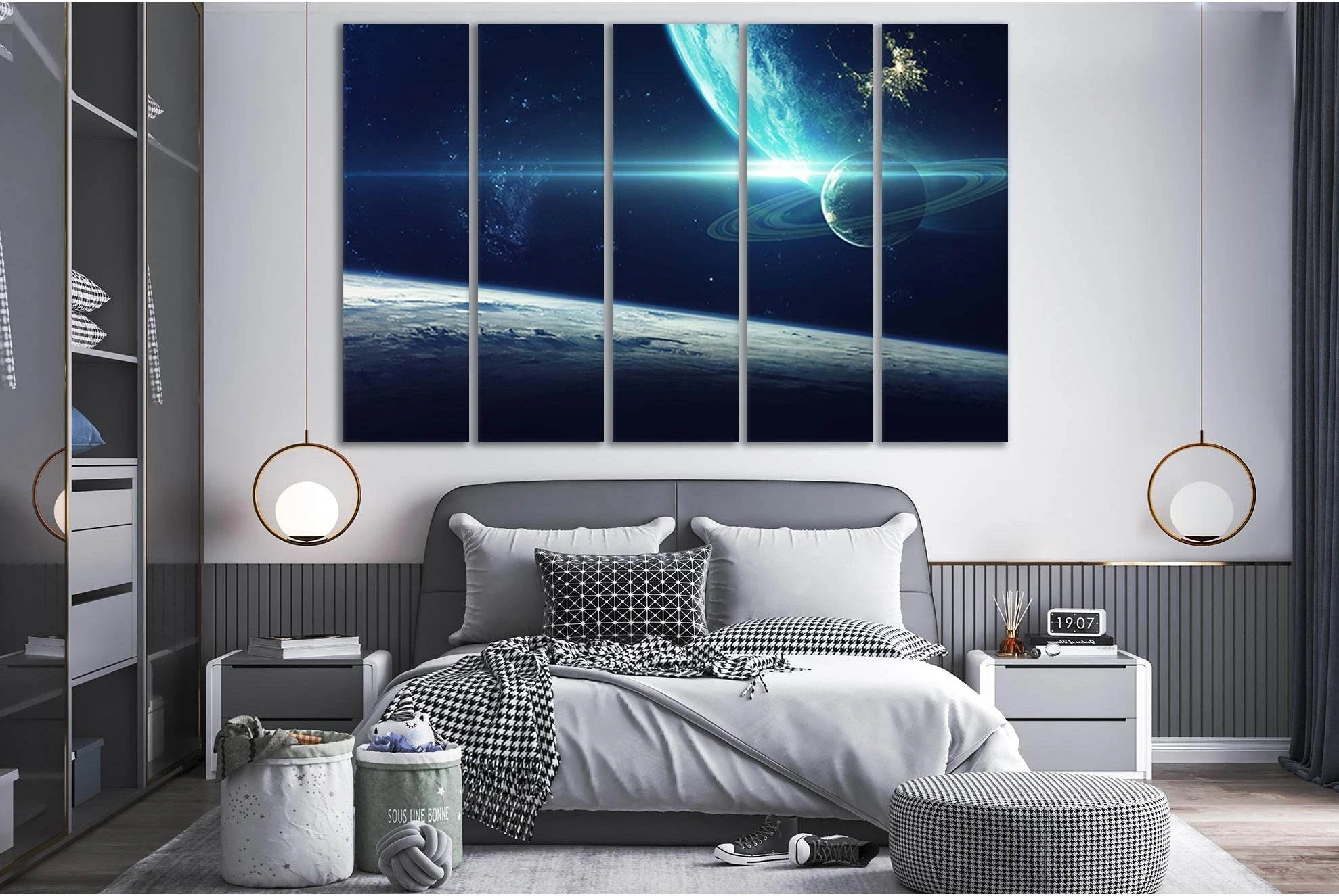 Fantastic Planets And Deep Space №SL426 Ready to Hang Canvas Print - Zellart Canvas Prints 0new, ALL_Products, Astronomy & Space Canvas Wall Art