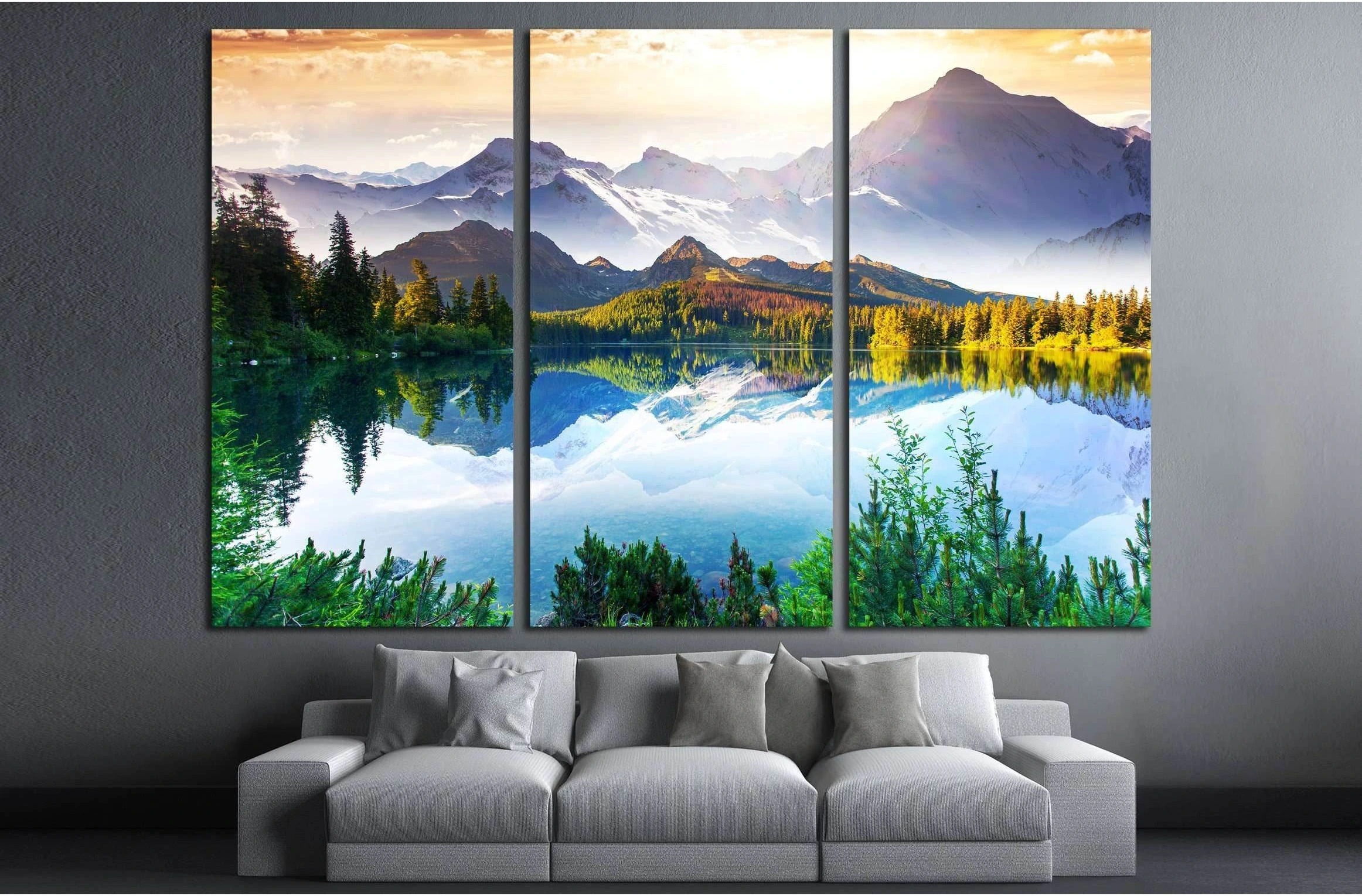 Fantastic sunny day is in mountain lake. Creative collage. Beauty world. №2700 Ready to Hang Canvas Print - Zellart Canvas Prints ALL_Products, s-2700