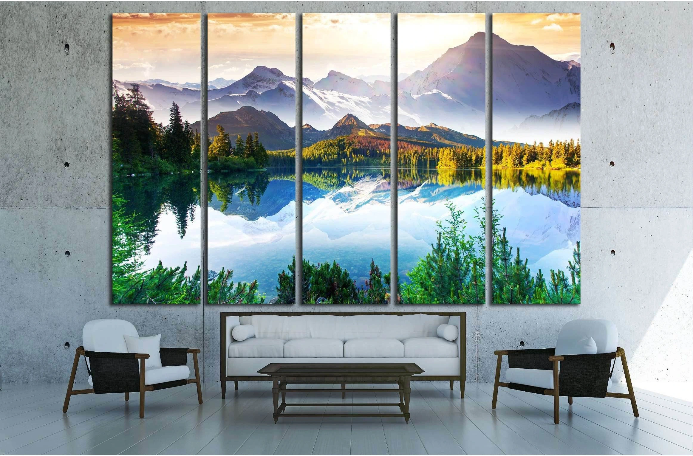 Fantastic sunny day is in mountain lake. Creative collage. Beauty world. №2700 Ready to Hang Canvas Print - Zellart Canvas Prints ALL_Products, s-2700