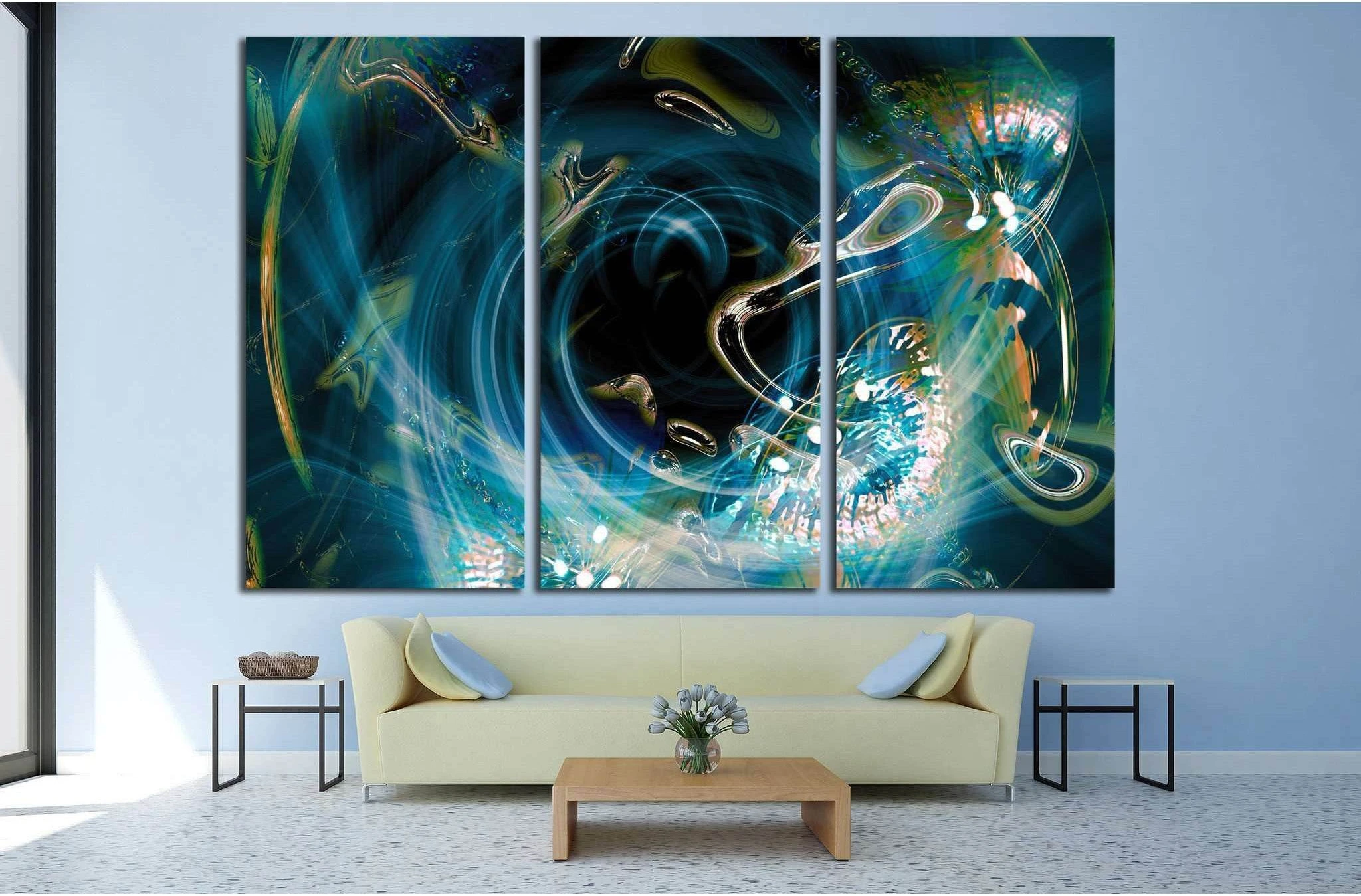 Fantasy background in ocean colors №1590 Ready to Hang Canvas Print - Zellart Canvas Prints ALL_Products, s-1590