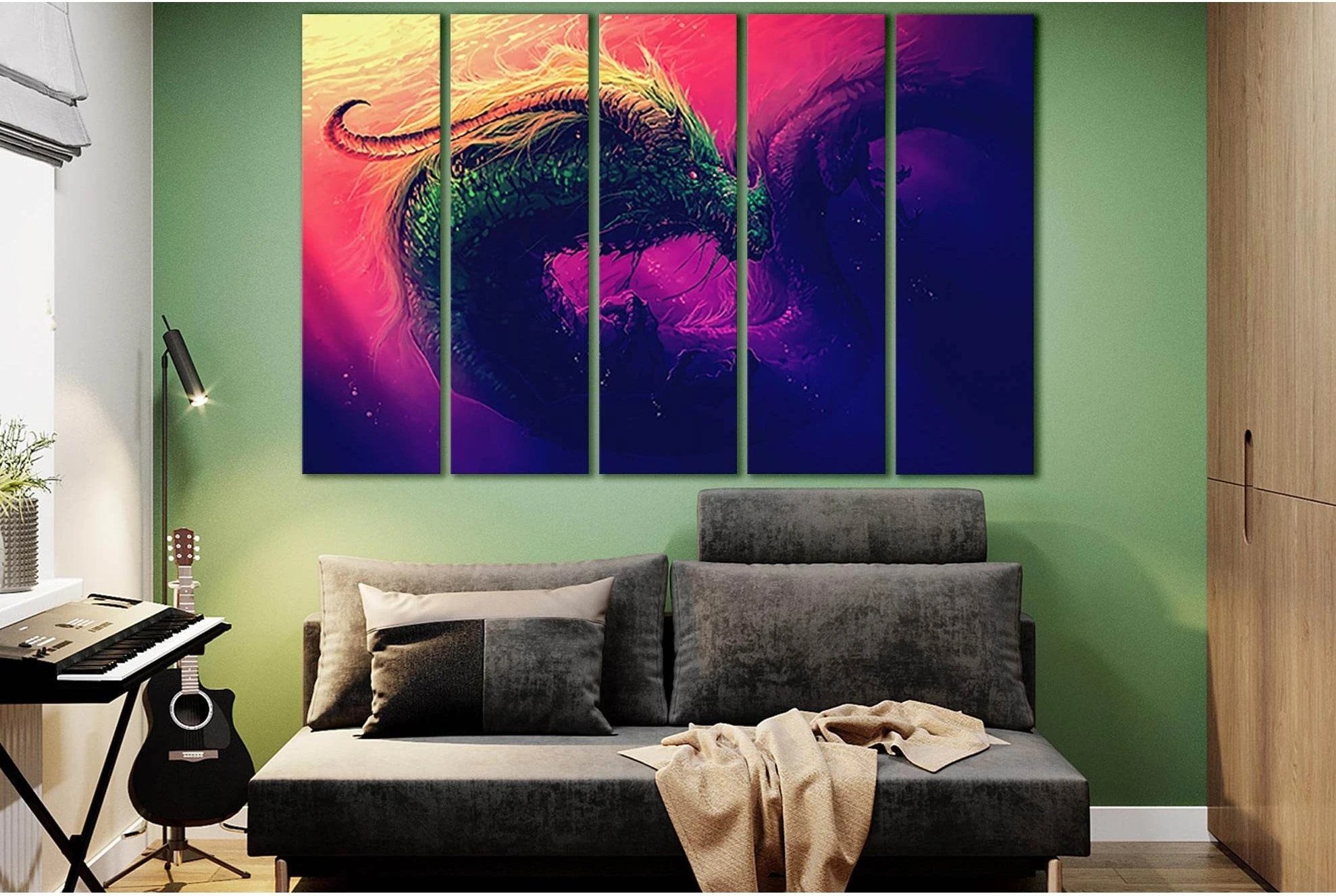 Fantasy Dragon Underwater №SL1281 Ready to Hang Canvas Print - Zellart Canvas Prints 0new, ALL_Products, Fantasy And Sci Fi Wall Art