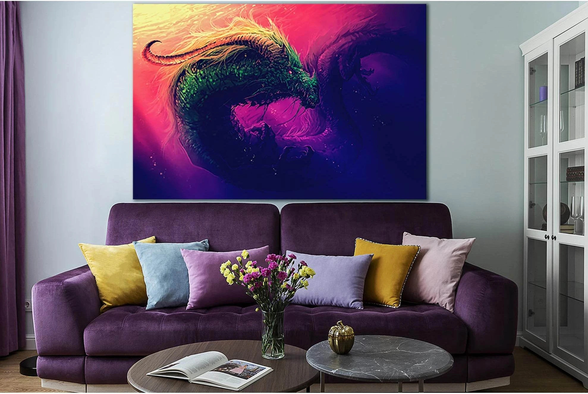 Fantasy Dragon Underwater №SL1281 Ready to Hang Canvas Print - Zellart Canvas Prints 0new, ALL_Products, Fantasy And Sci Fi Wall Art