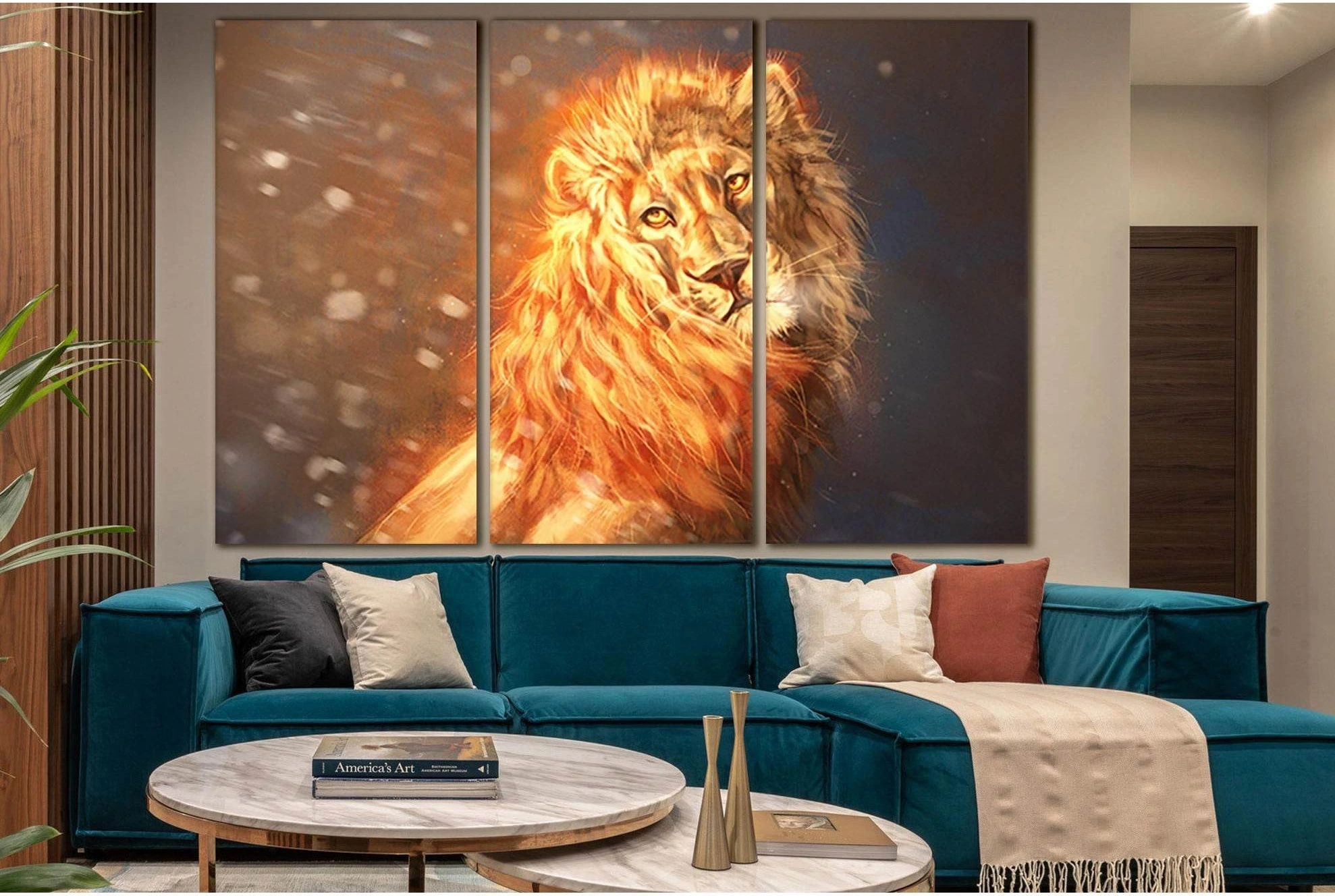 Fantasy Fire Lion №SL1054 Ready to Hang Canvas Print - Zellart Canvas Prints 0new, ALL_Products, Animals & Wildlife, Lion