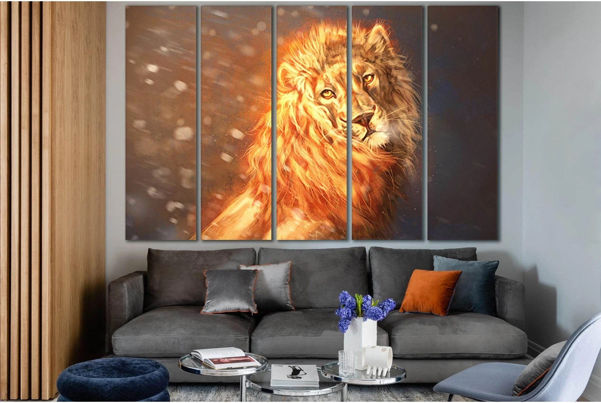 Fantasy Fire Lion №SL1054 Ready to Hang Canvas Print - Zellart Canvas Prints 0new, ALL_Products, Animals & Wildlife, Lion