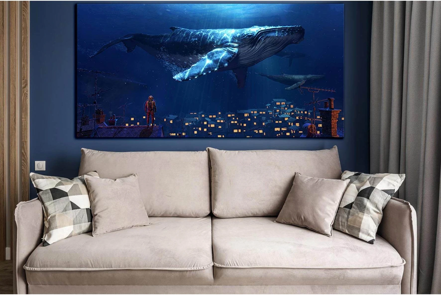 Fantasy Whale №SL1273 Ready to Hang Canvas Print - Zellart Canvas Prints 0new, ALL_Products, Fantasy And Sci Fi Wall Art, Whale
